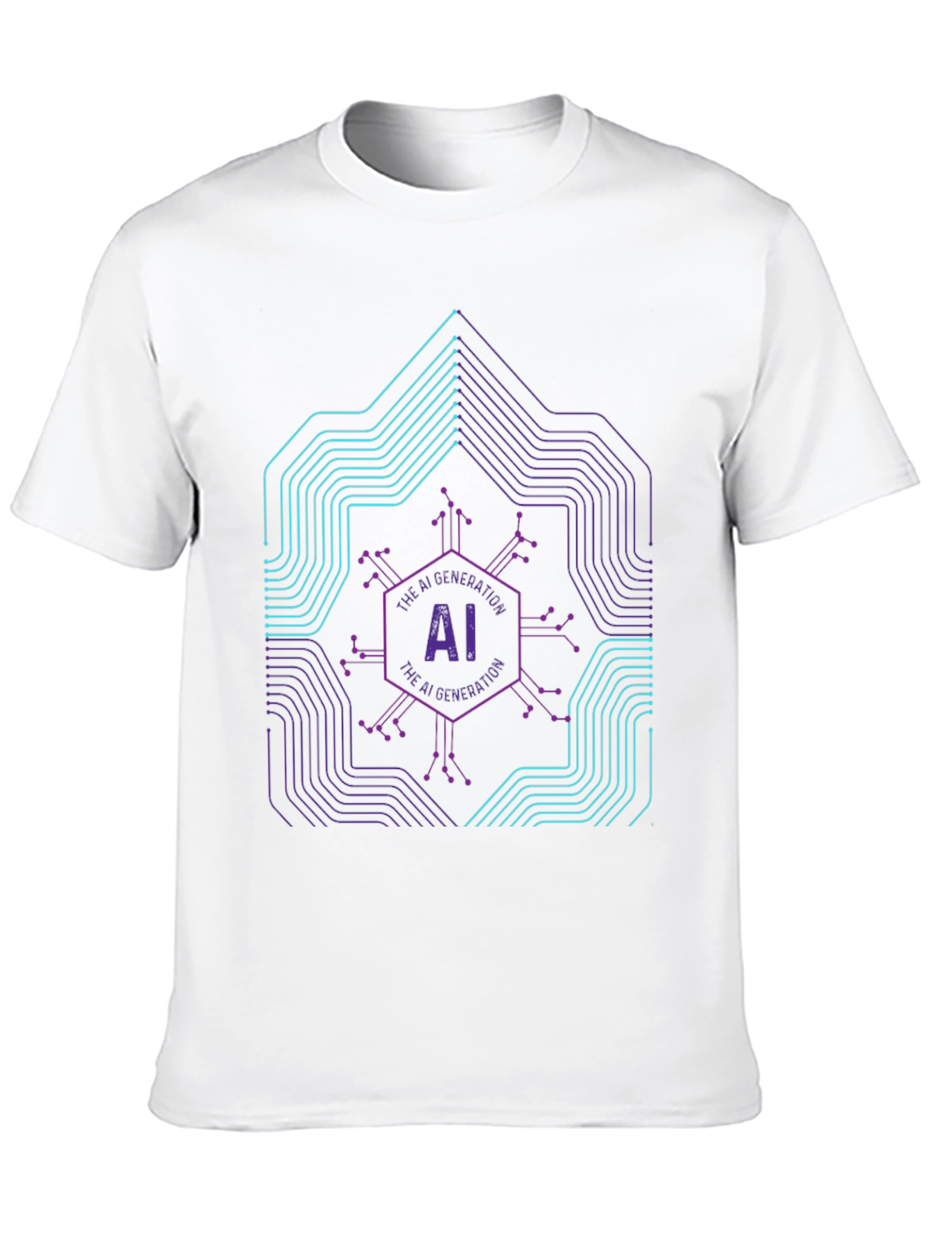 AI Generation Graphic Print Black T-Shirt