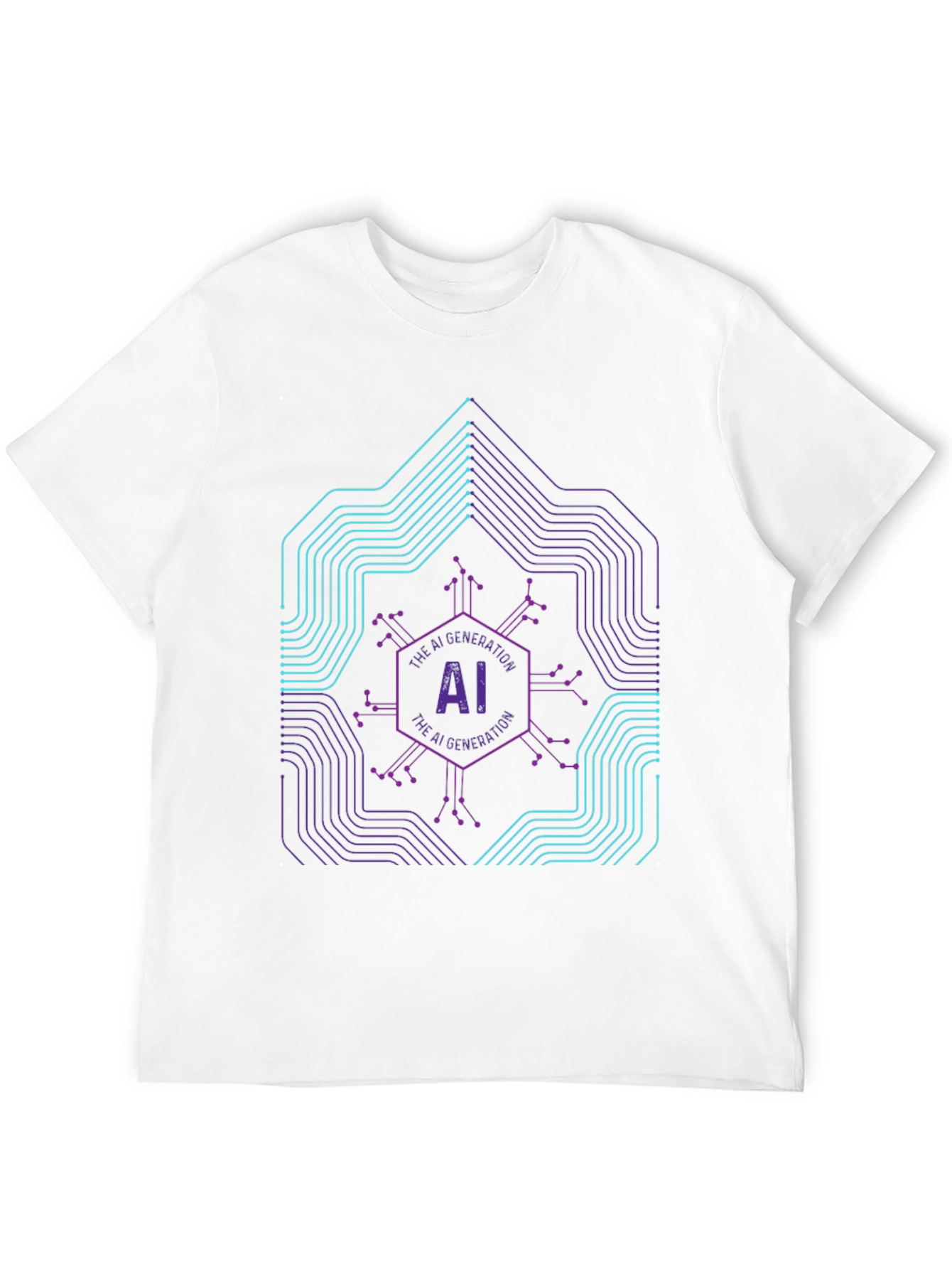 AI Generation Graphic Print Black T-Shirt