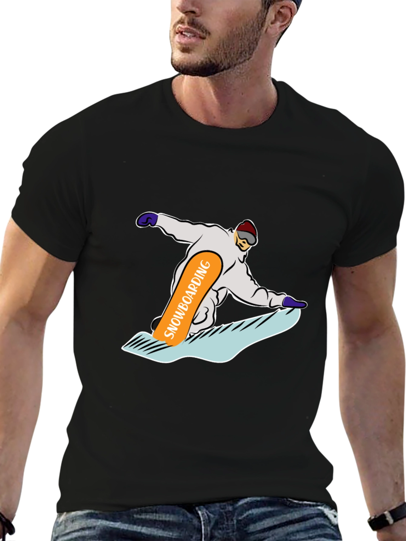 Snowboarding Graphic Tee - Cool Black T-Shirt