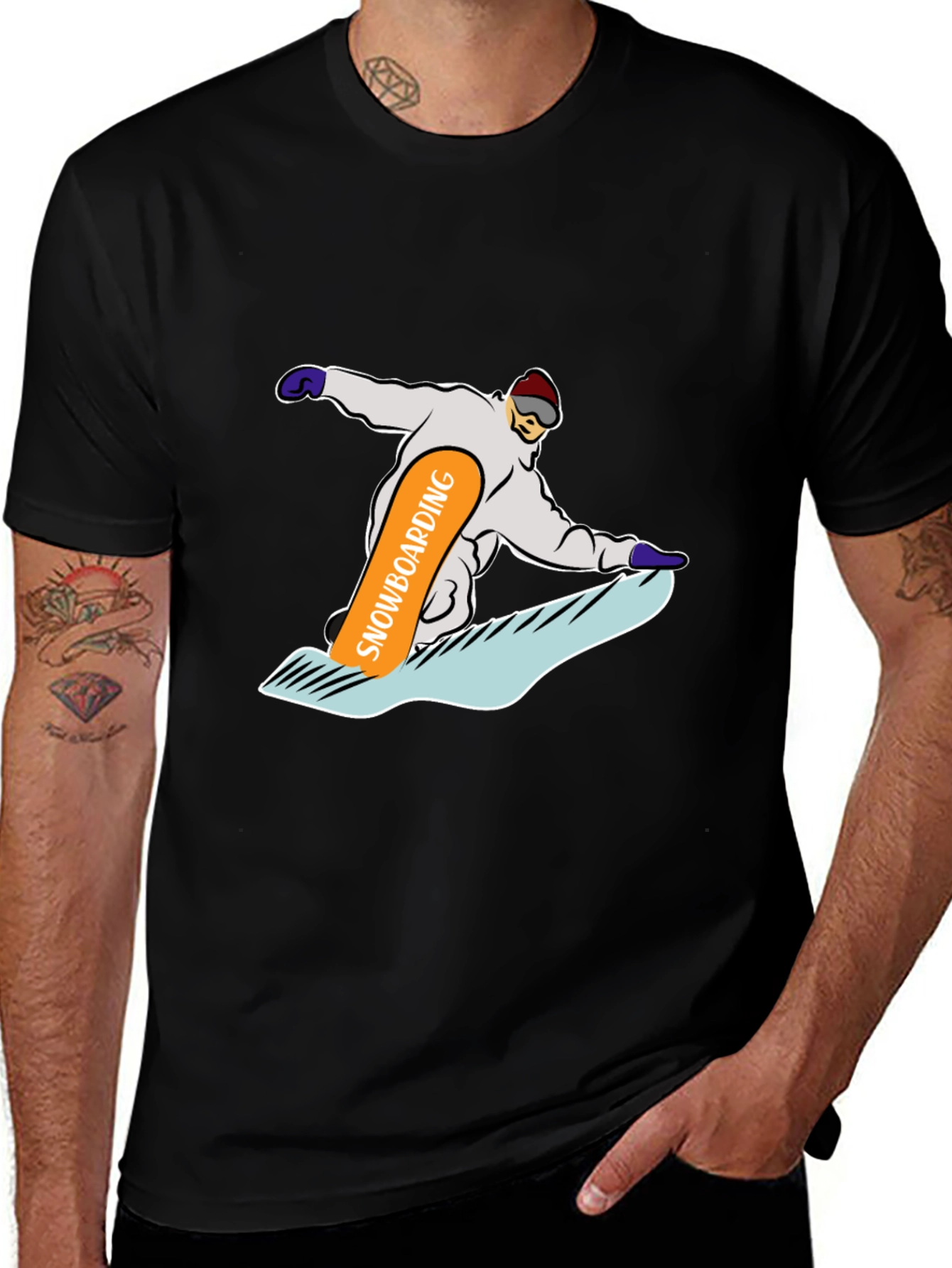 Snowboarding Graphic Tee - Cool Black T-Shirt