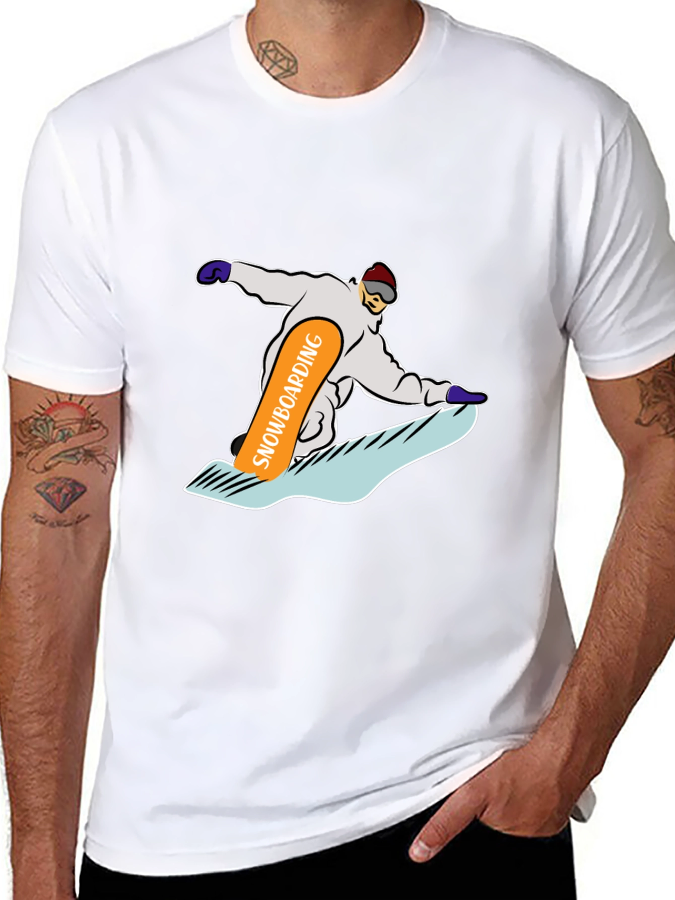 Snowboarding Graphic Tee - Cool Black T-Shirt