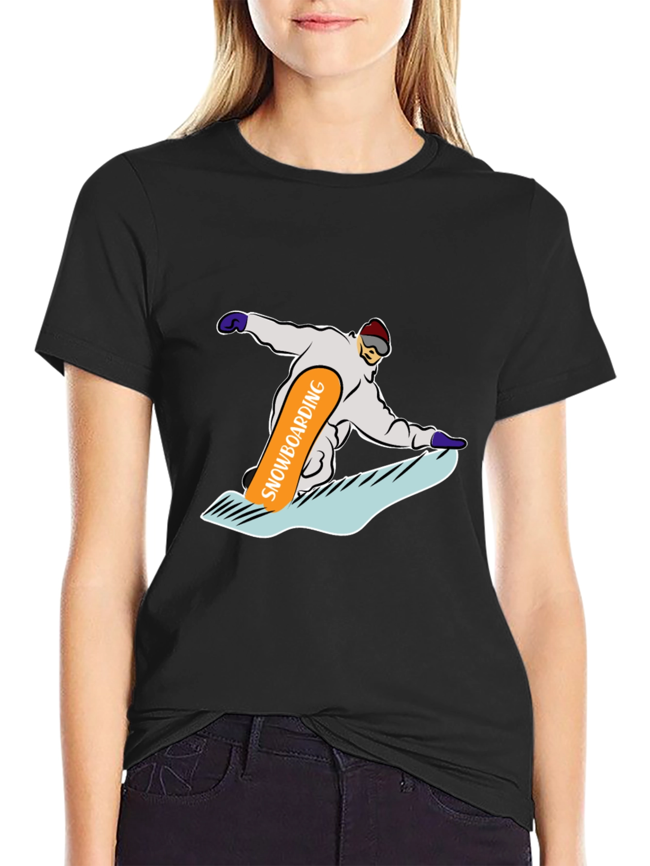 Snowboarding Graphic Tee - Cool Black T-Shirt
