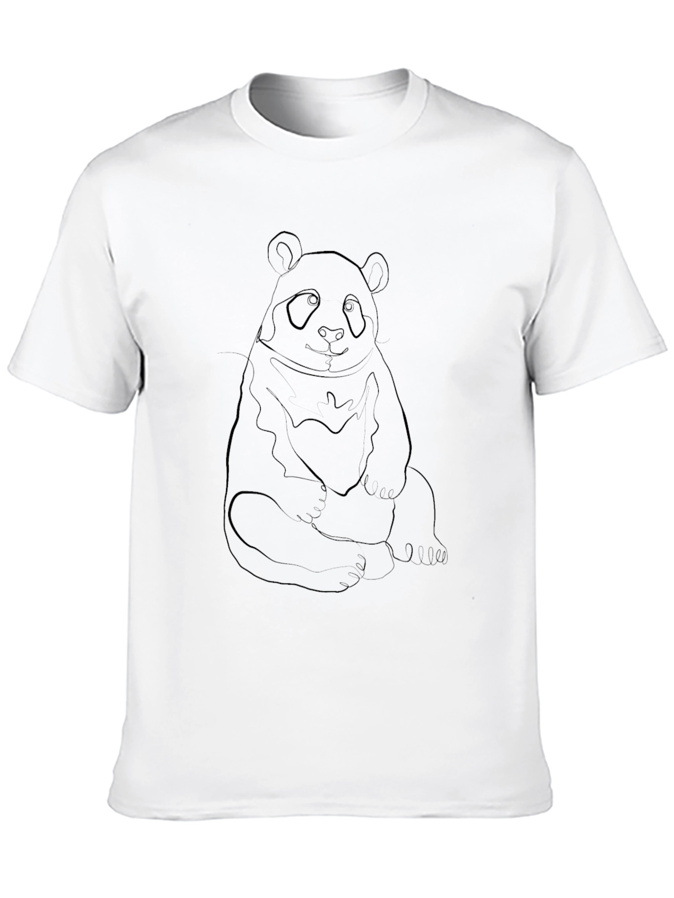 Panda Outline Black T-Shirt - Casual Style