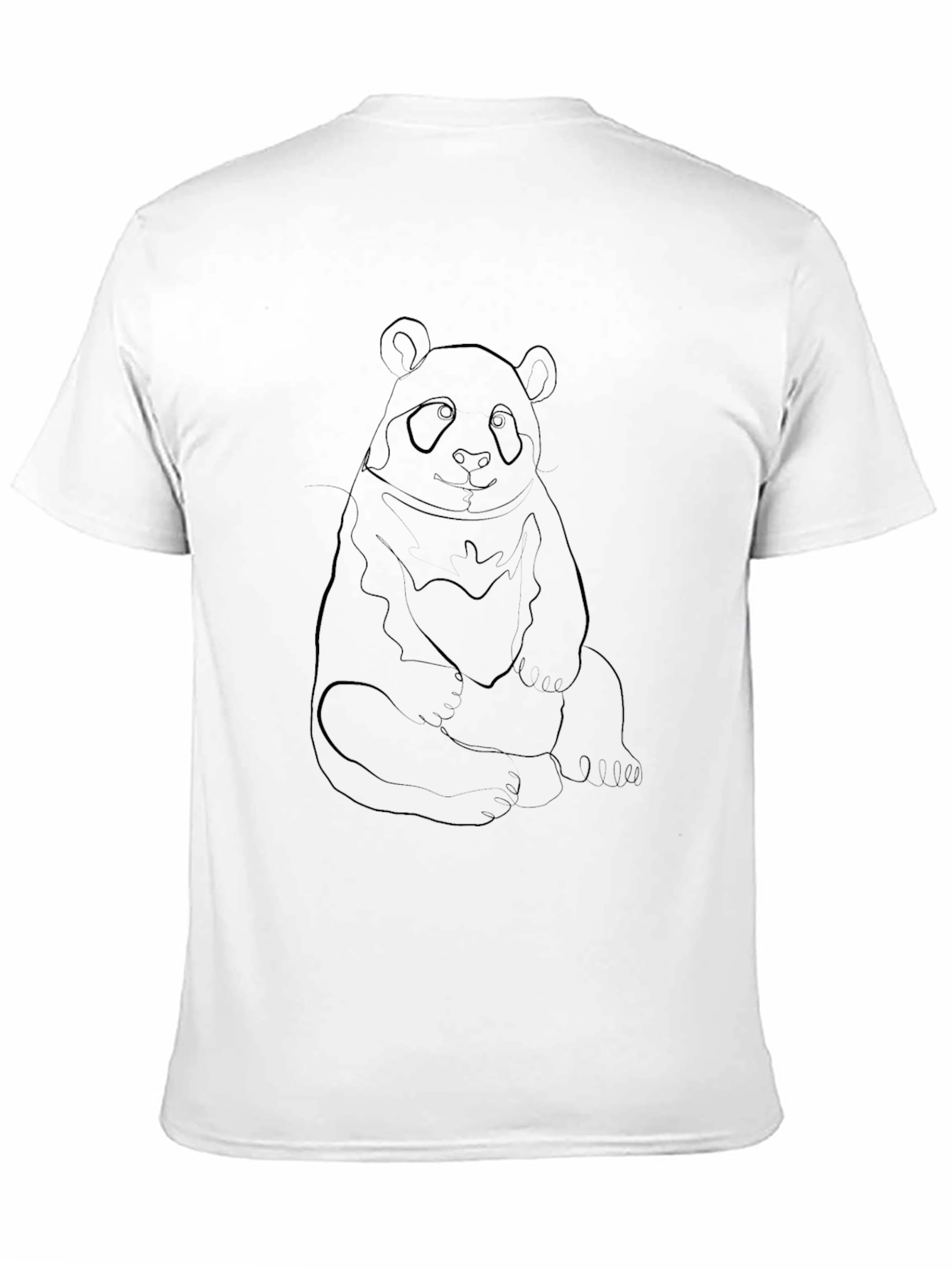 Panda Outline Black T-Shirt - Casual Style