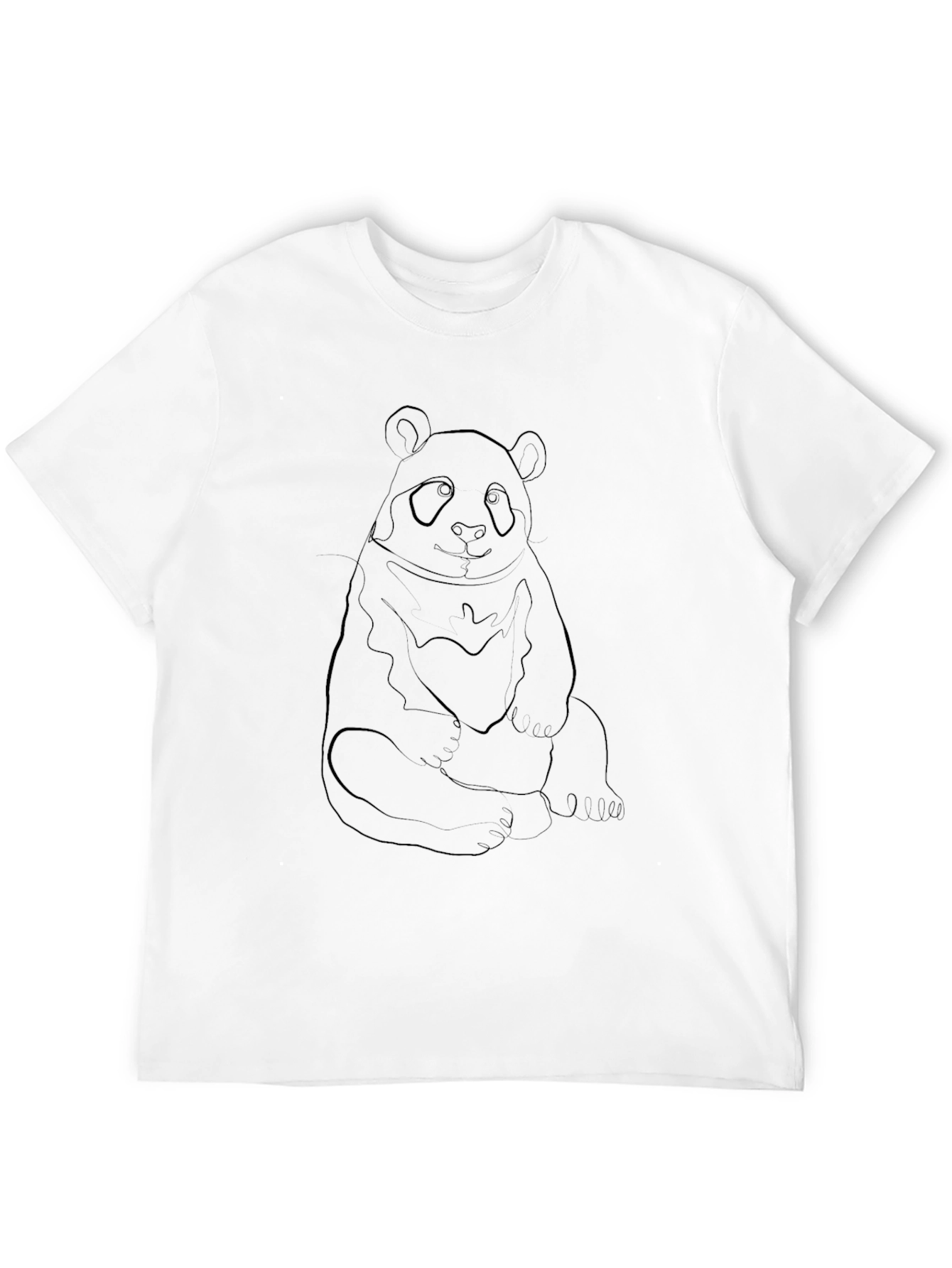 Panda Outline Black T-Shirt - Casual Style
