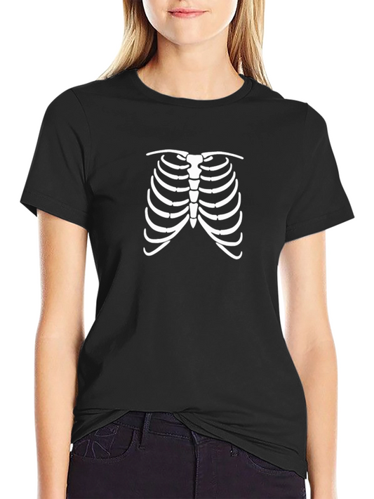 Skeleton Rib Cage Graphic Tee - Black Halloween Costume Shirt