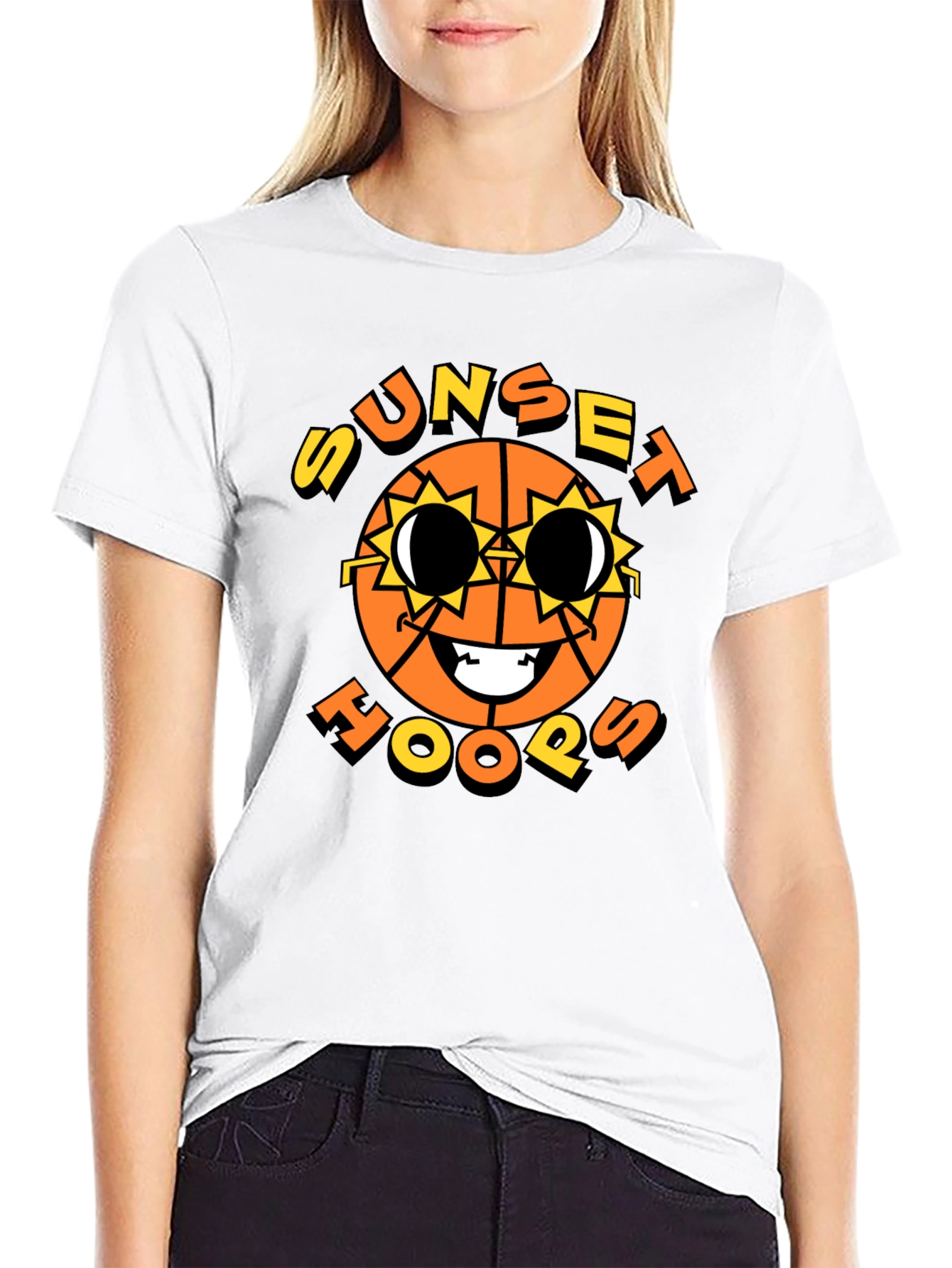 Sunset Hoops Graphic T-Shirt - Basketball Style