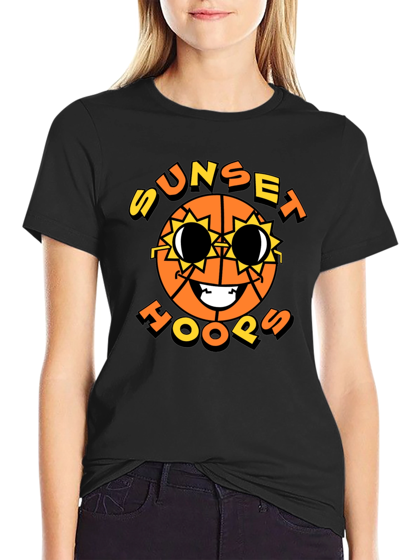 Sunset Hoops Graphic T-Shirt - Basketball Style