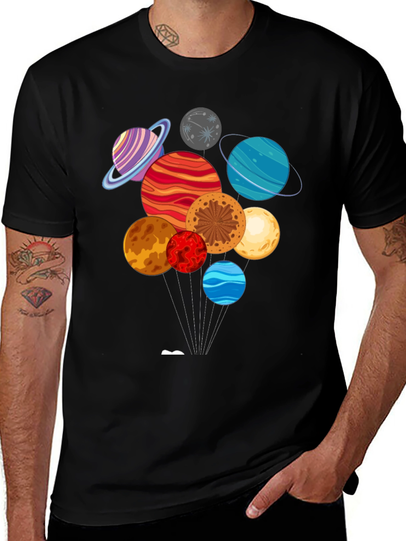 Planets Graphic Print Tee | Cosmic Style