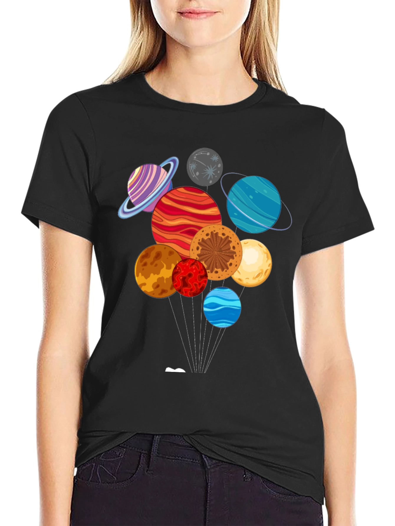 Planets Graphic Print Tee | Cosmic Style