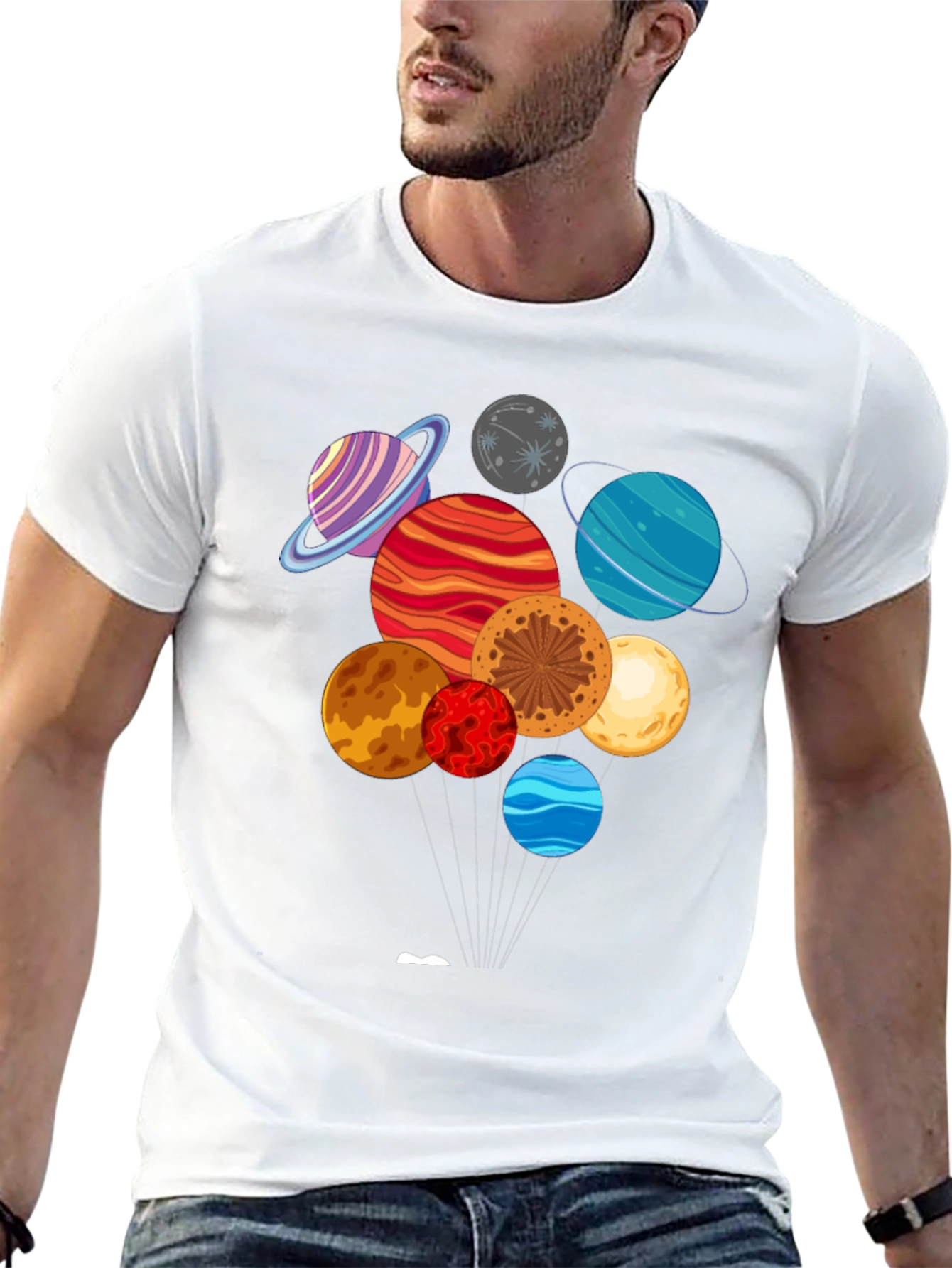 Planets Graphic Print Tee | Cosmic Style