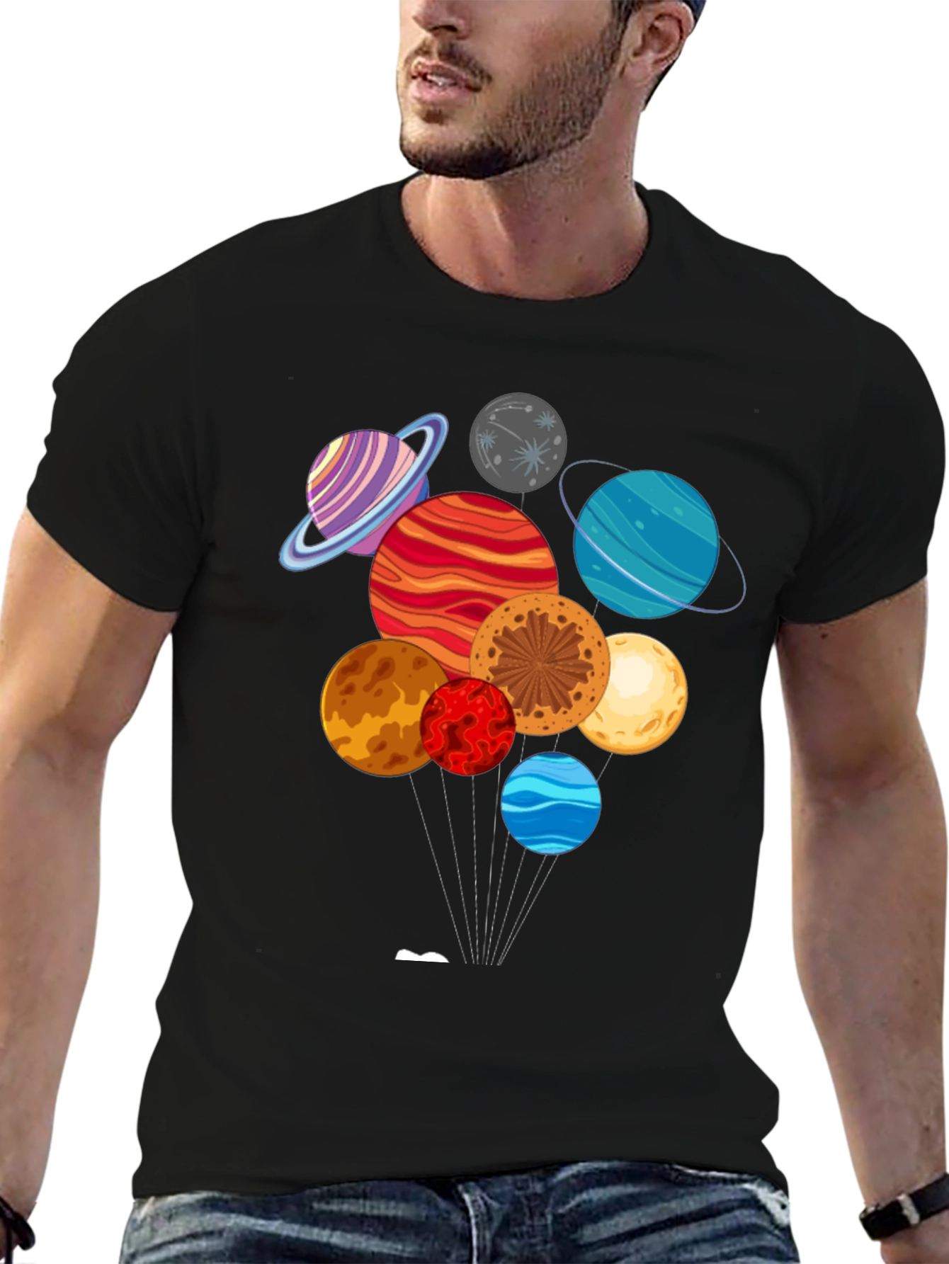 Planets Graphic Print Tee | Cosmic Style