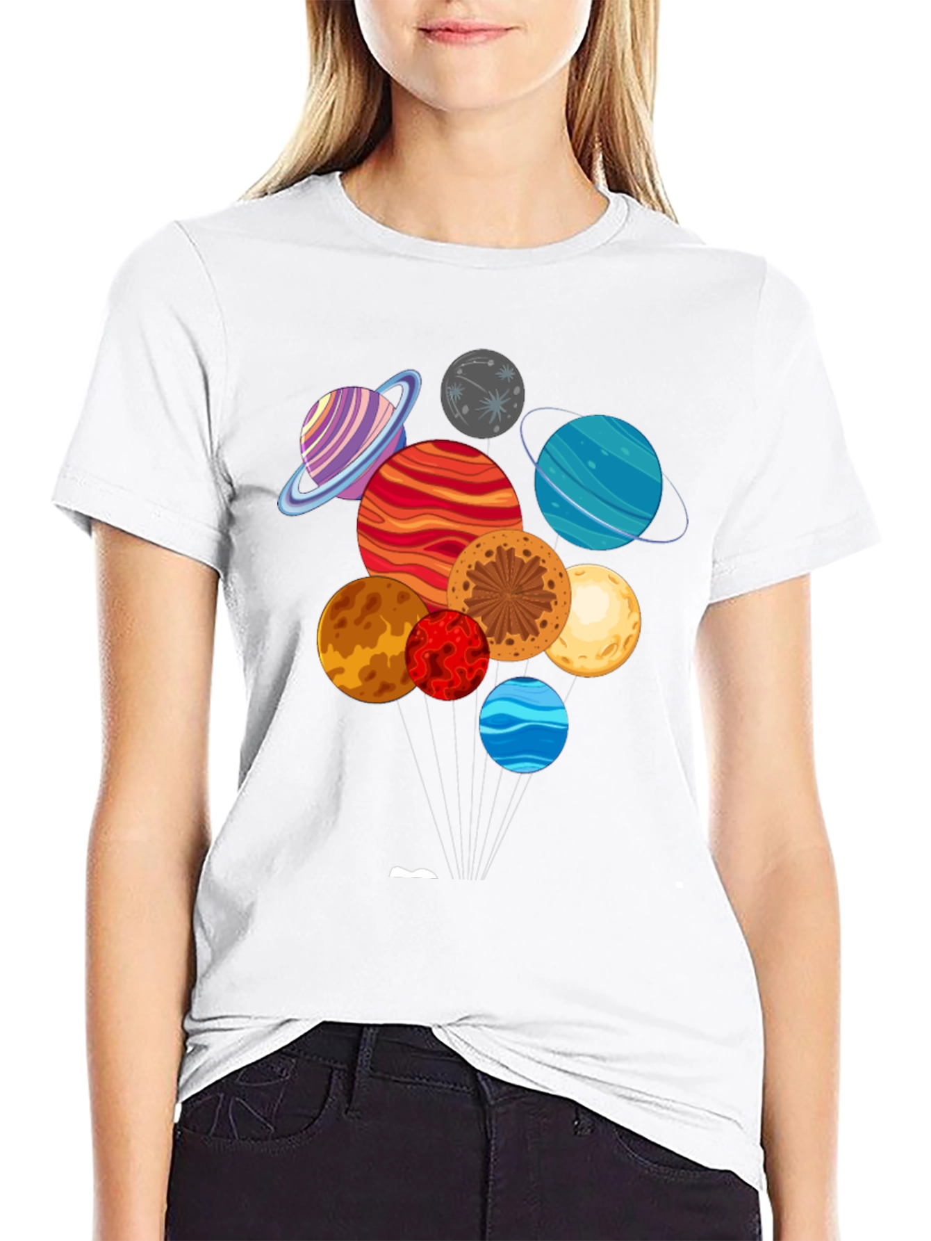 Planets Graphic Print Tee | Cosmic Style