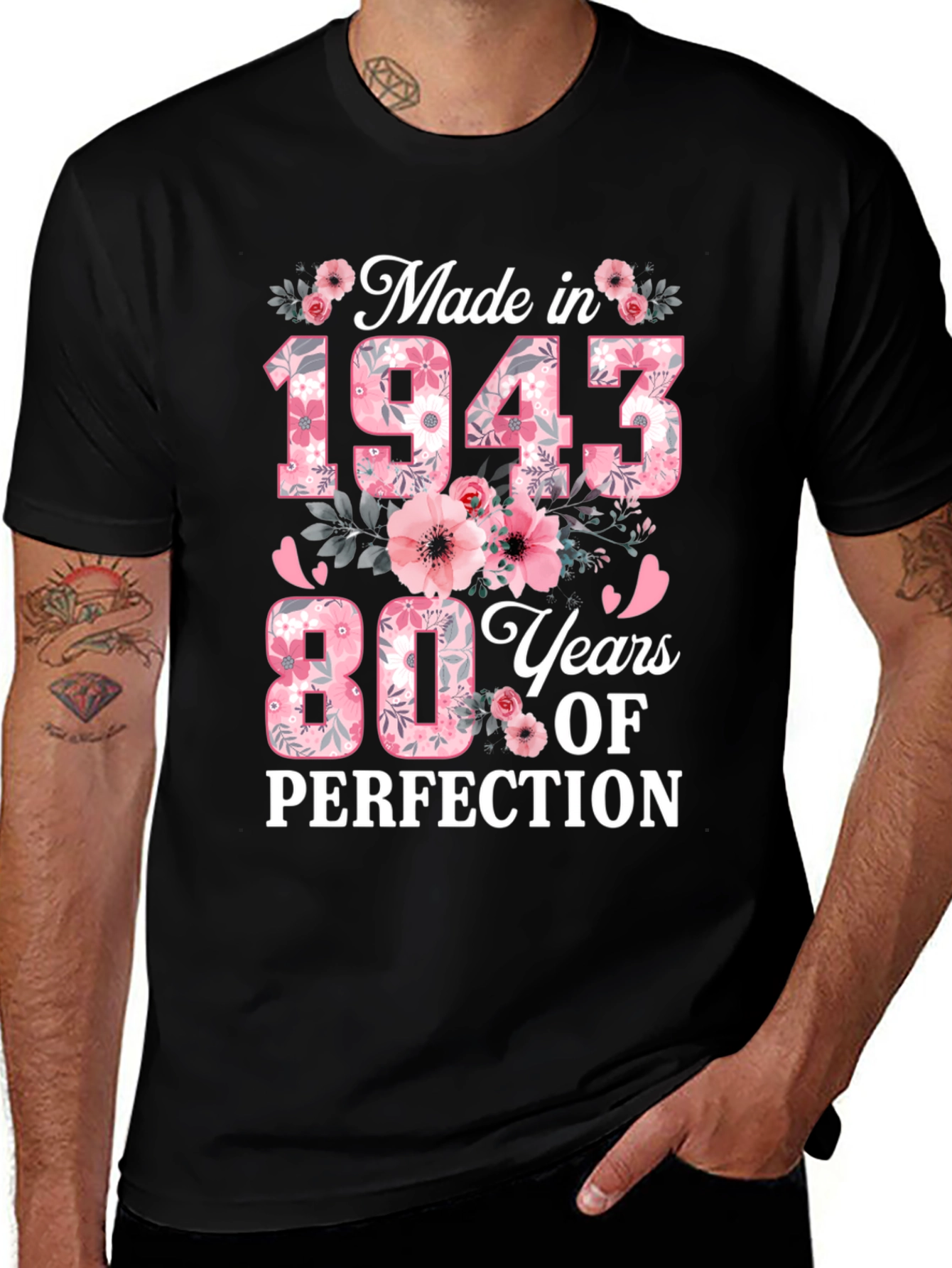 Made in 1943 80th Birthday Floral T-Shirt
