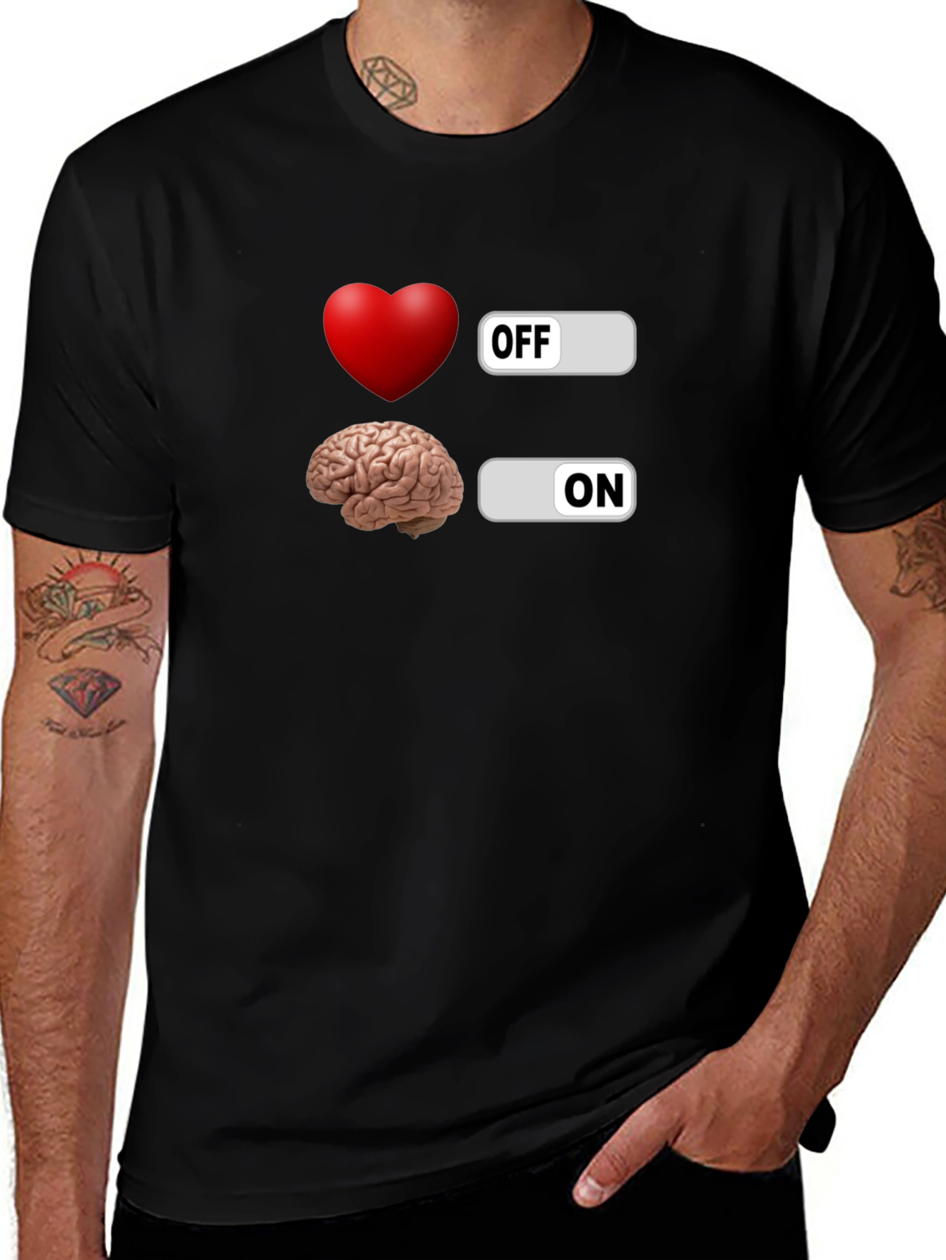 Heart Off Brain On Graphic T-Shirt