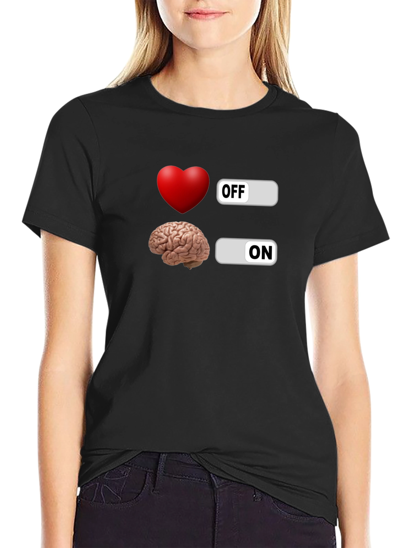 Heart Off Brain On Graphic T-Shirt