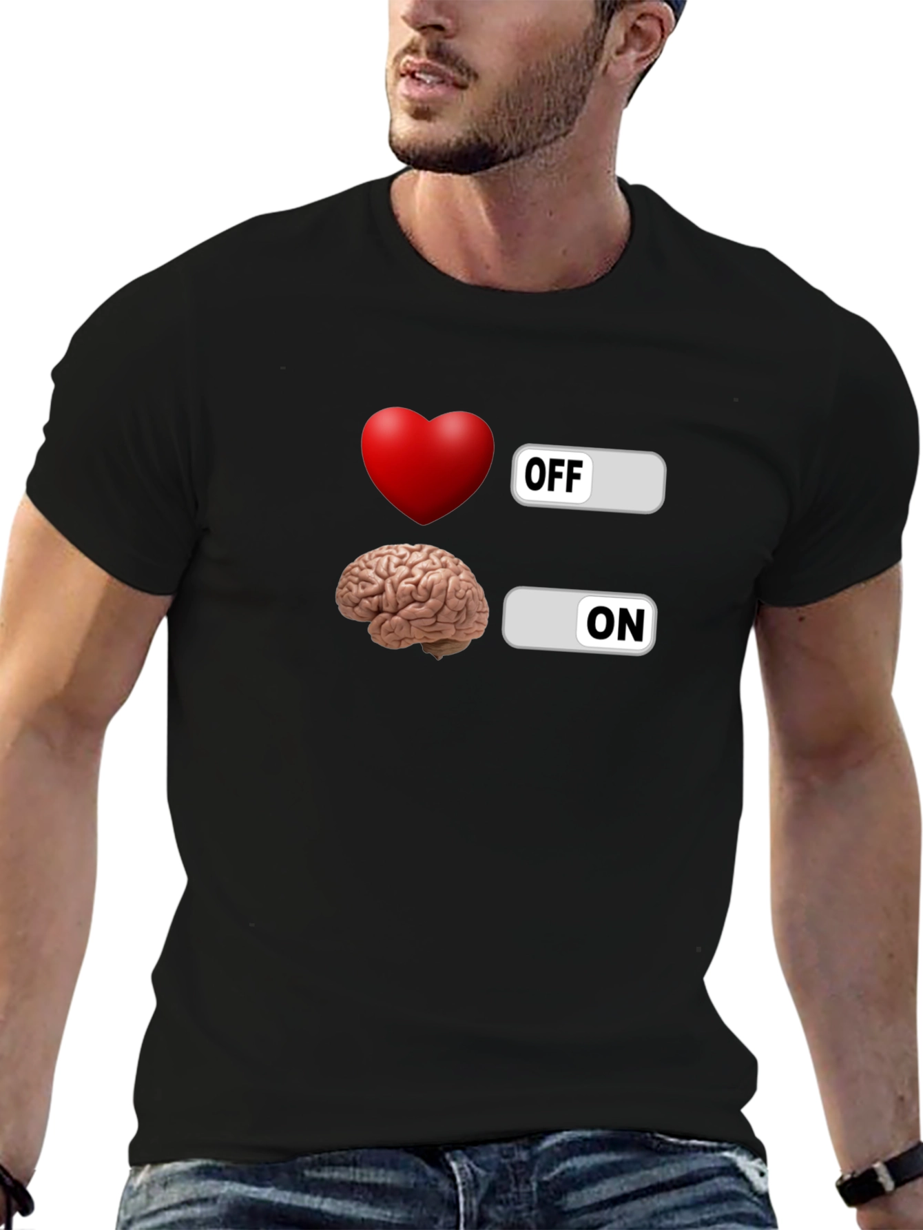 Heart Off Brain On Graphic T-Shirt