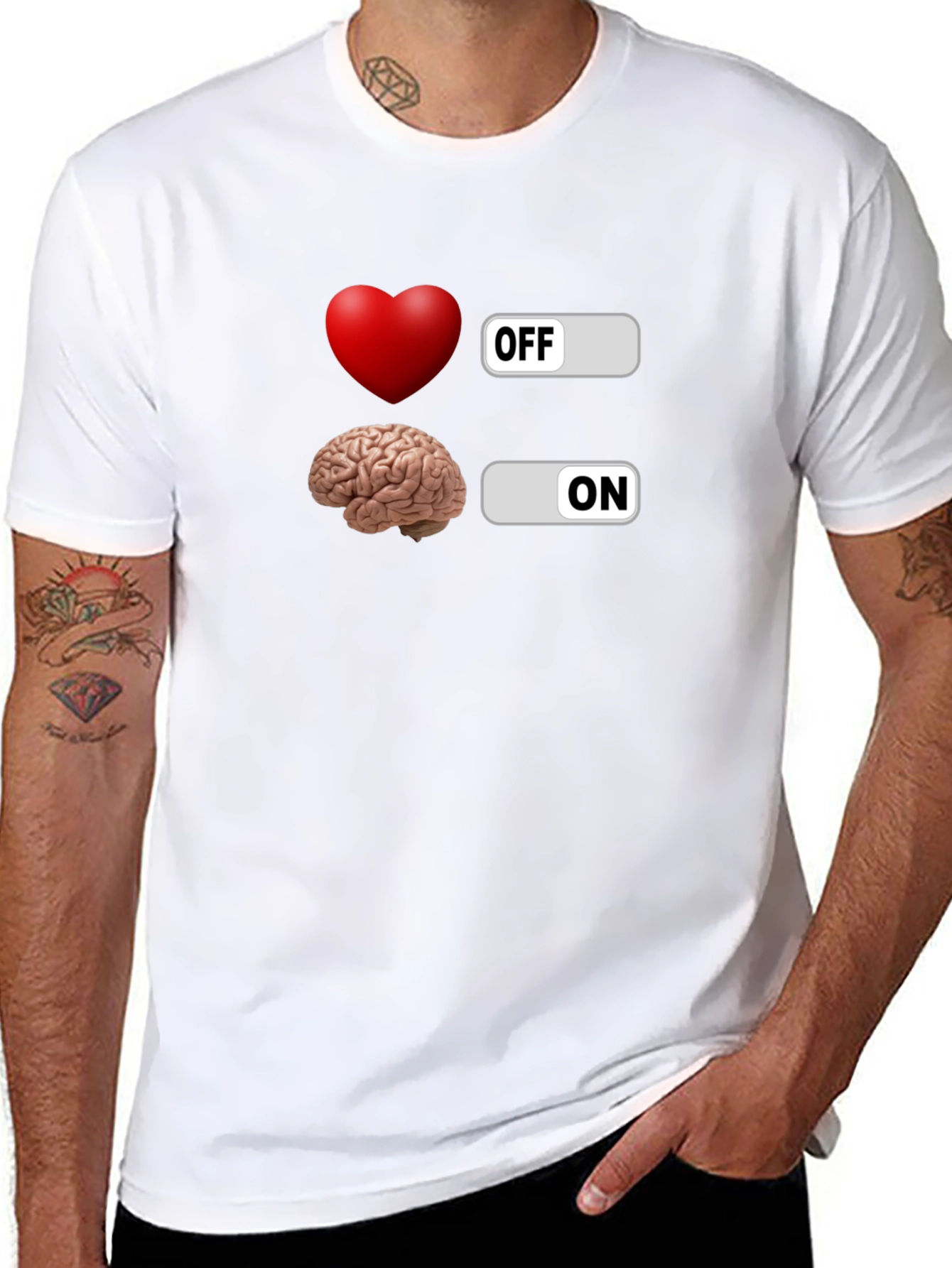 Heart Off Brain On Graphic T-Shirt