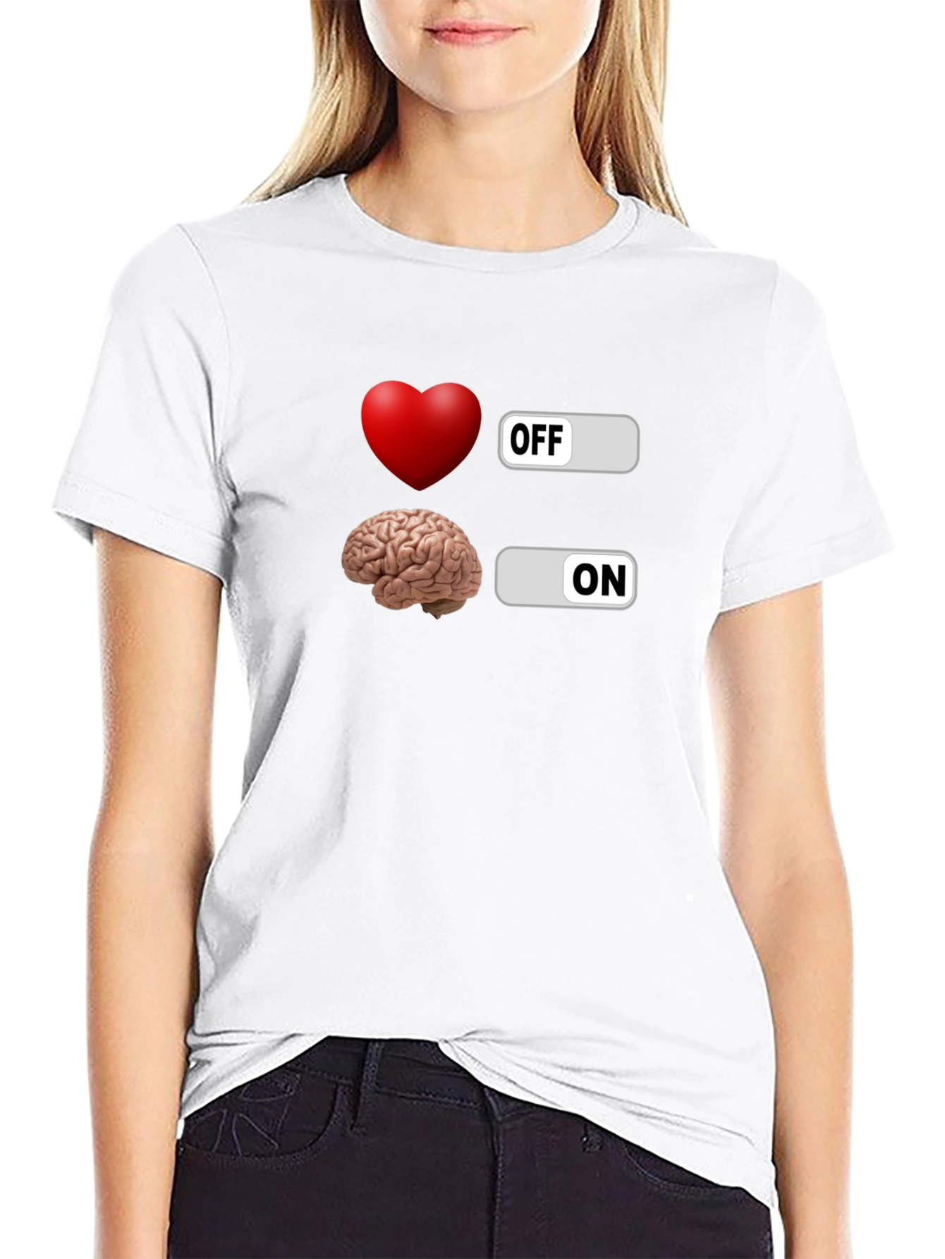 Heart Off Brain On Graphic T-Shirt