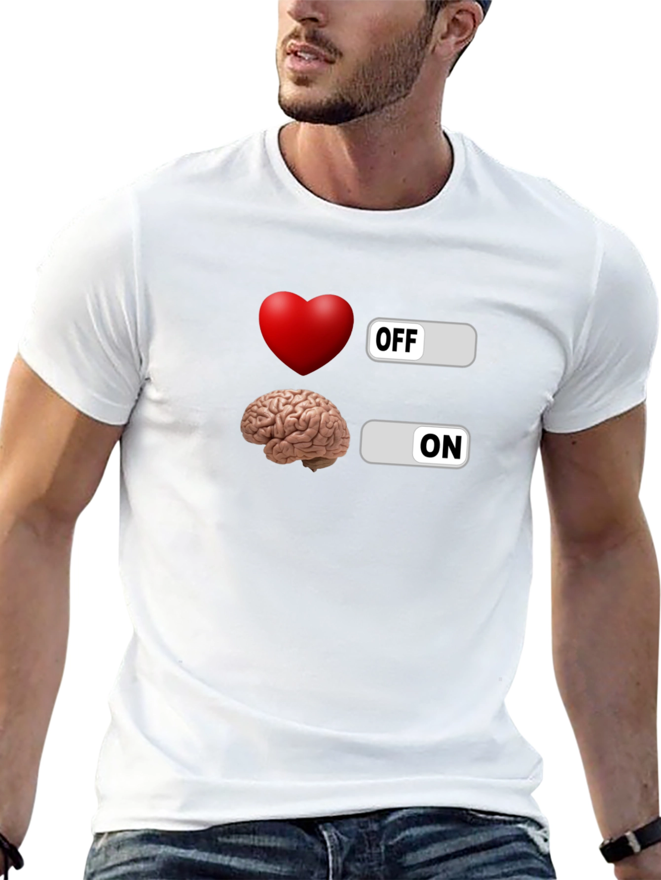 Heart Off Brain On Graphic T-Shirt