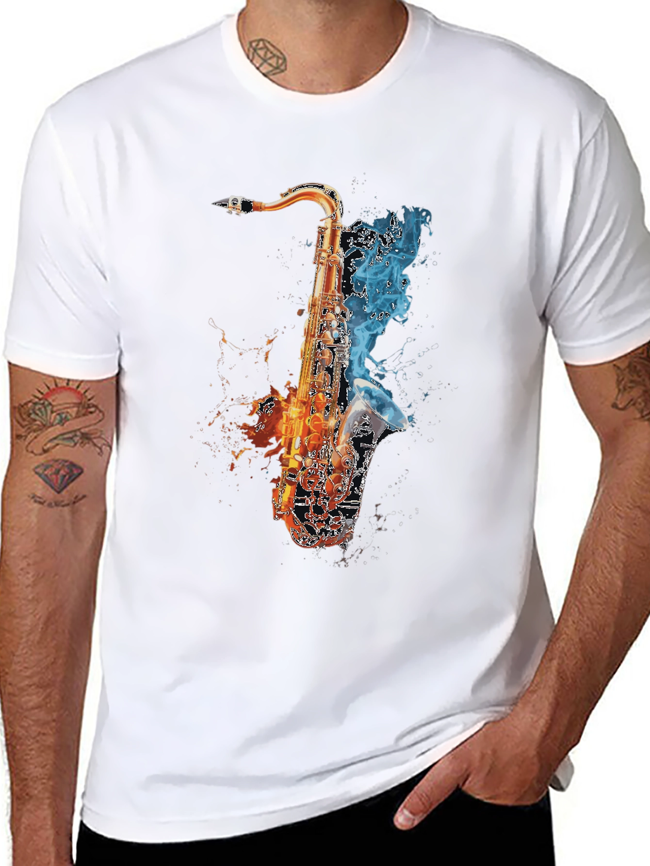 Fiery Saxophone Graphic Tee - Musicians Delight