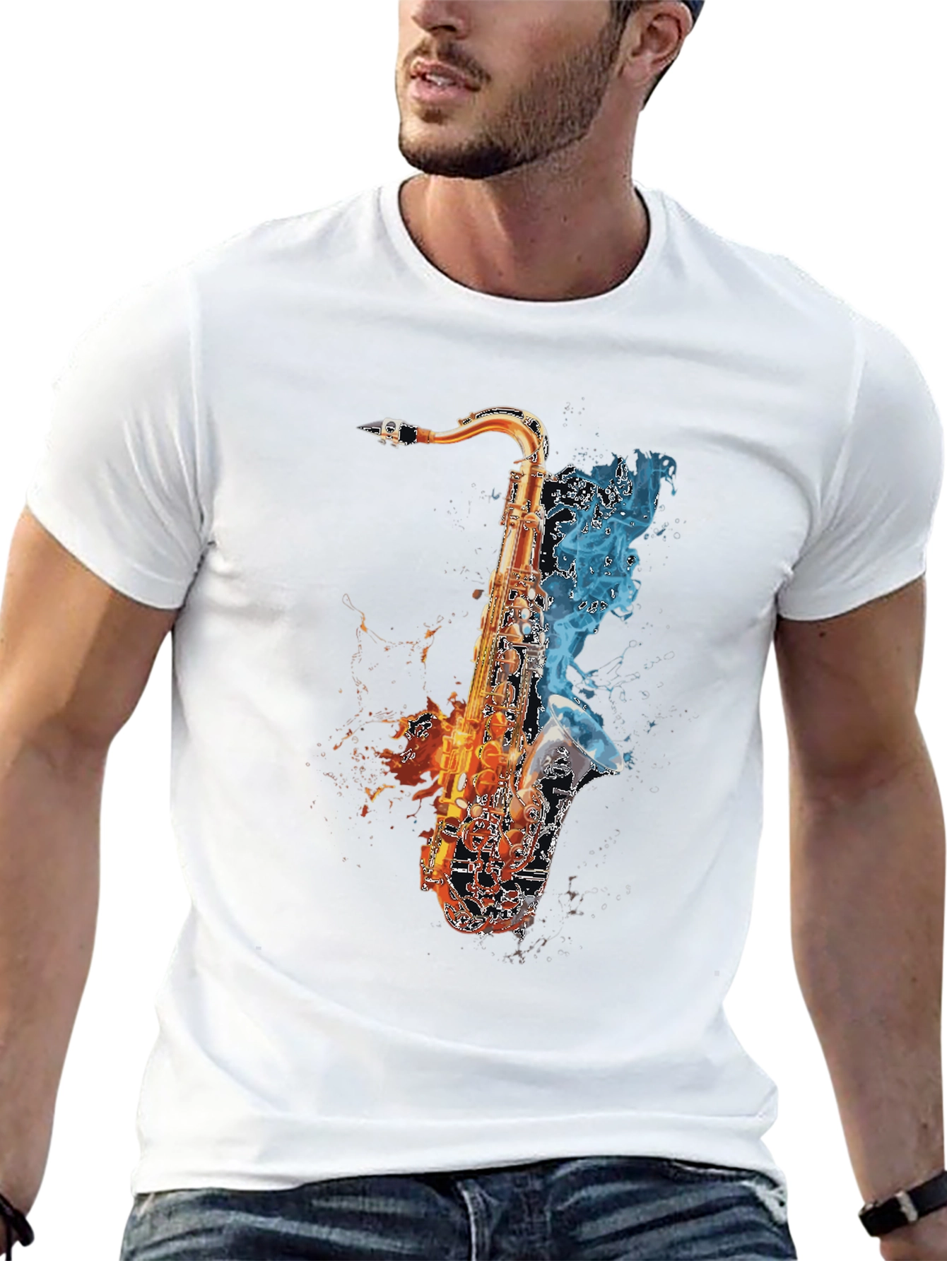 Fiery Saxophone Graphic Tee - Musicians Delight