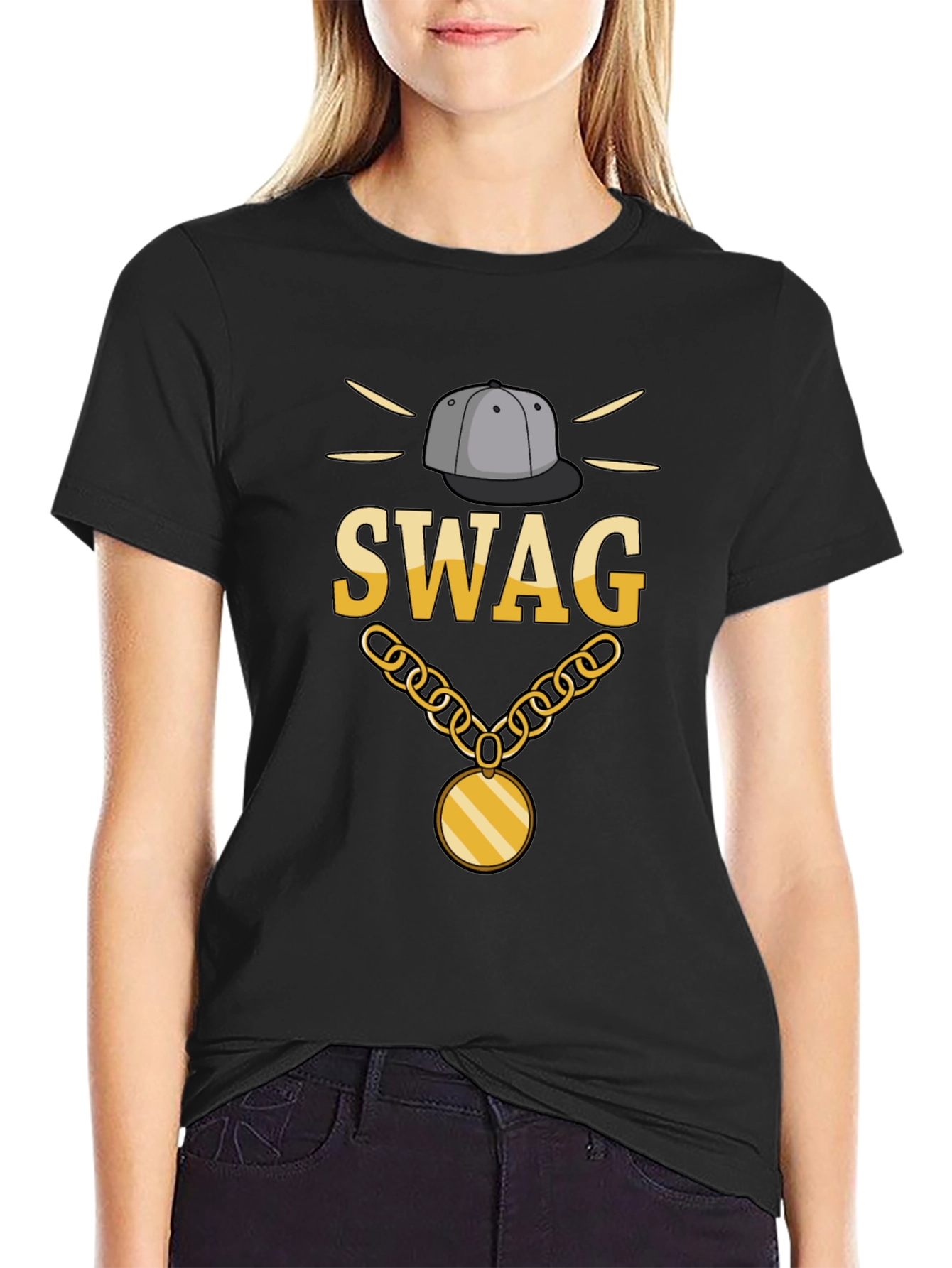 Swag Graphic Print Black T-Shirt