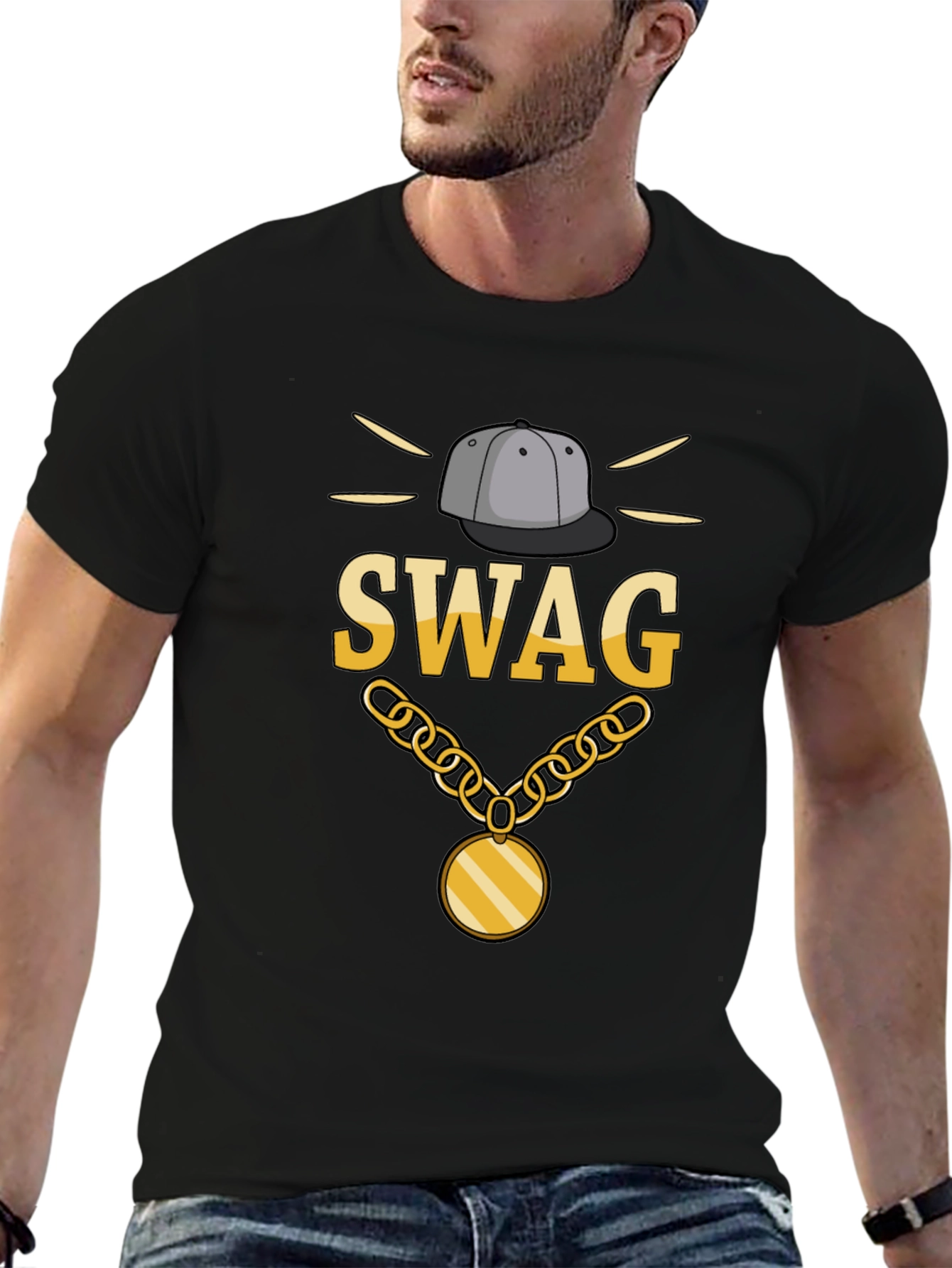 Swag Graphic Print Black T-Shirt