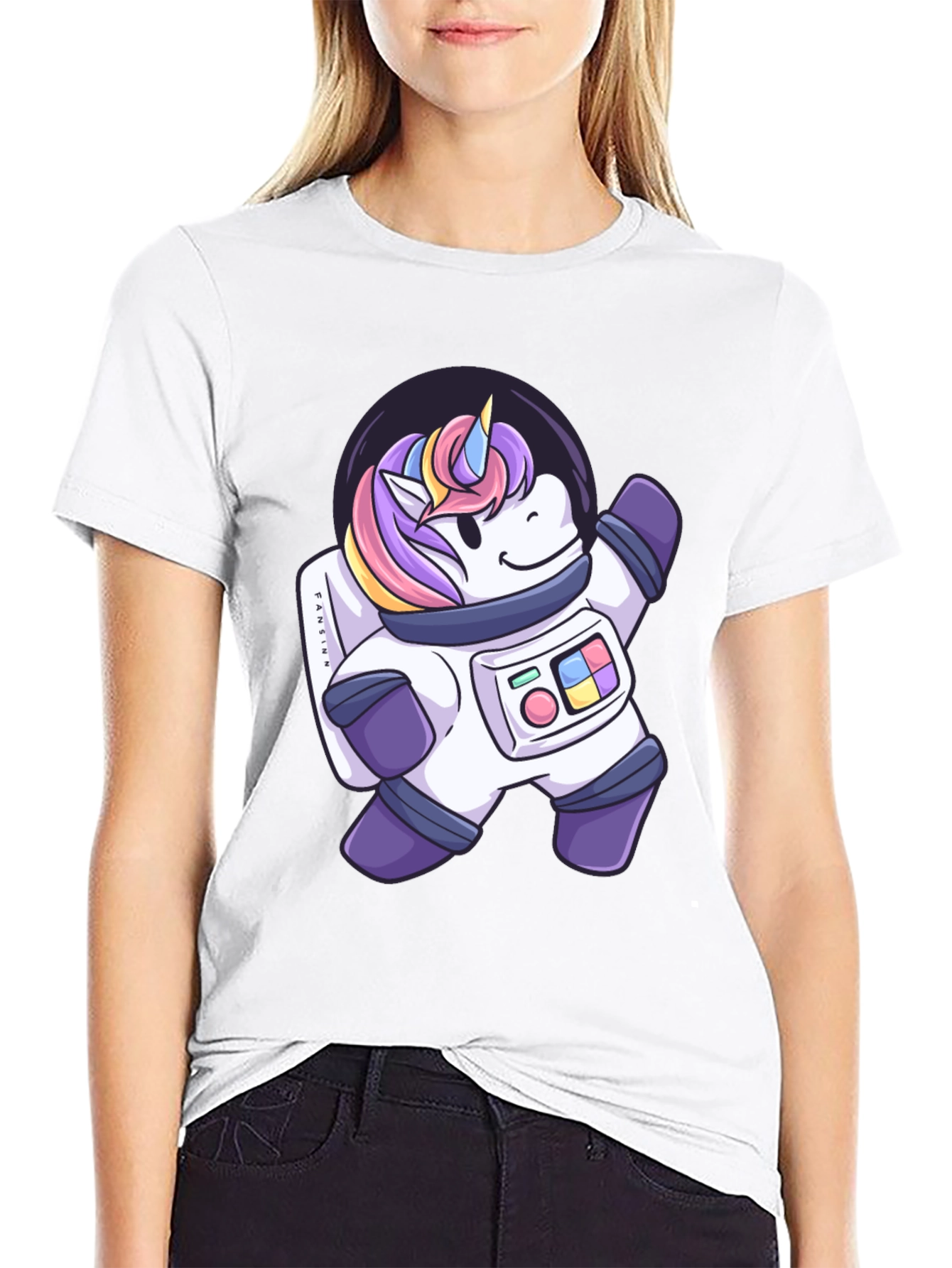 Astronaut Unicorn Graphic T-Shirt - Black