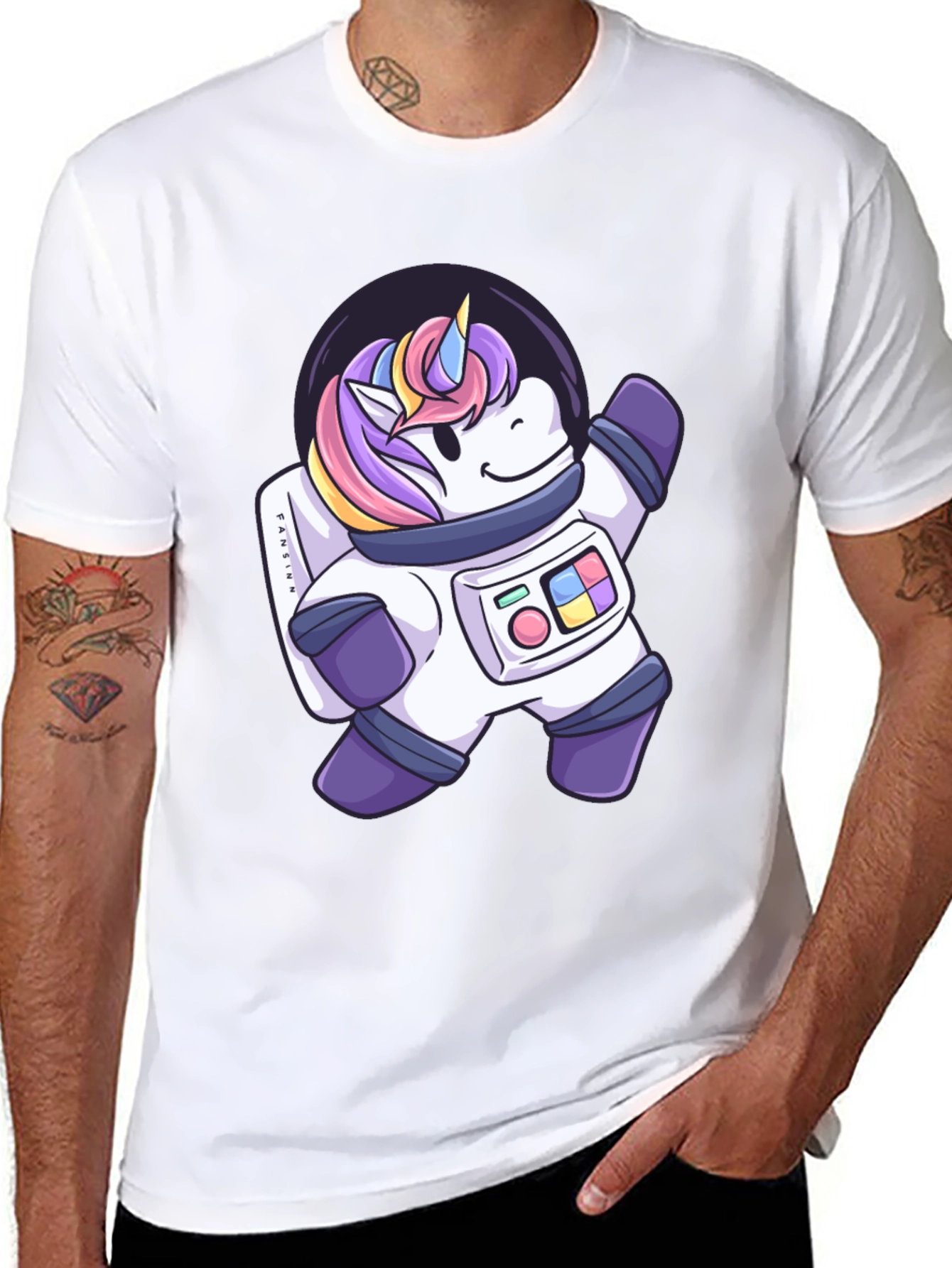 Astronaut Unicorn Graphic T-Shirt - Black