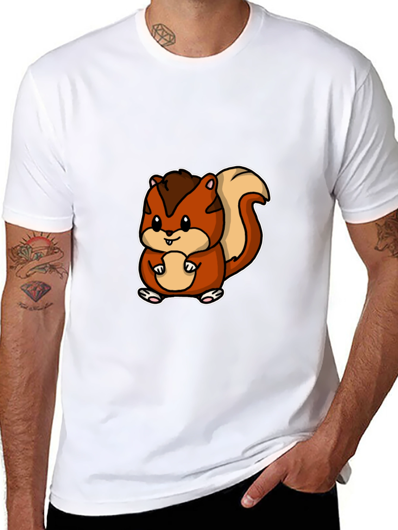 Cute Squirrel Graphic Tee - Black