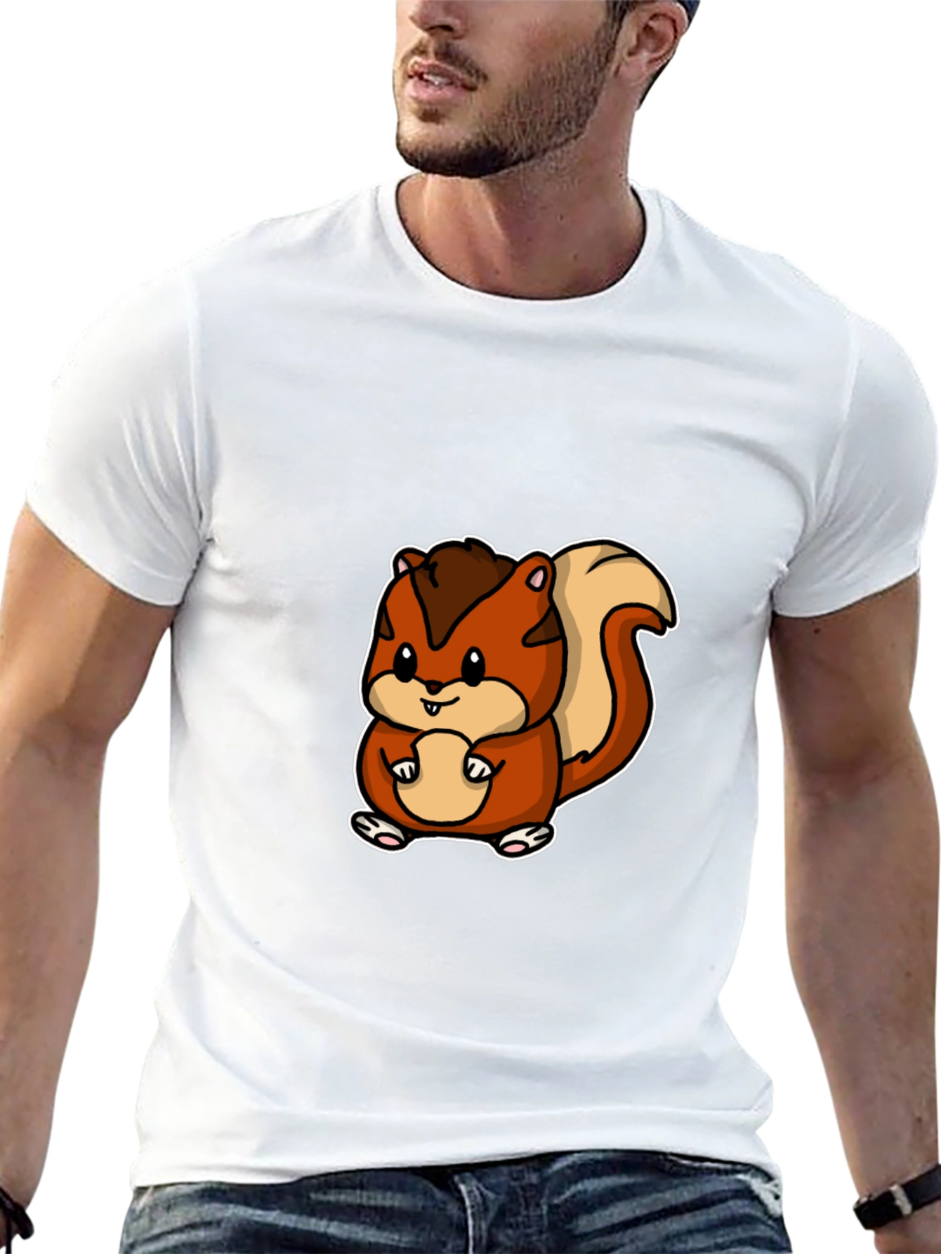 Cute Squirrel Graphic Tee - Black