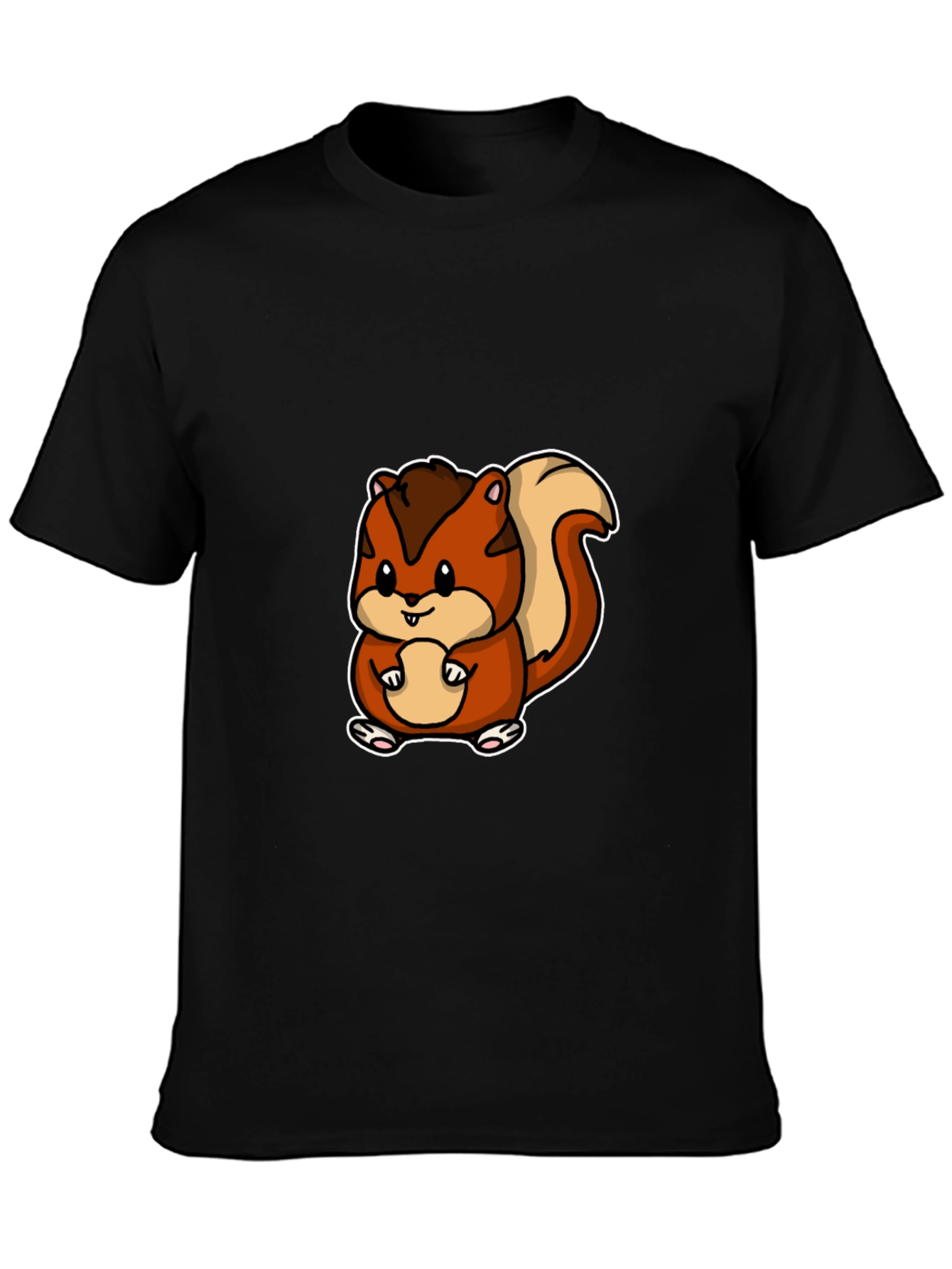 Cute Squirrel Graphic Tee - Black
