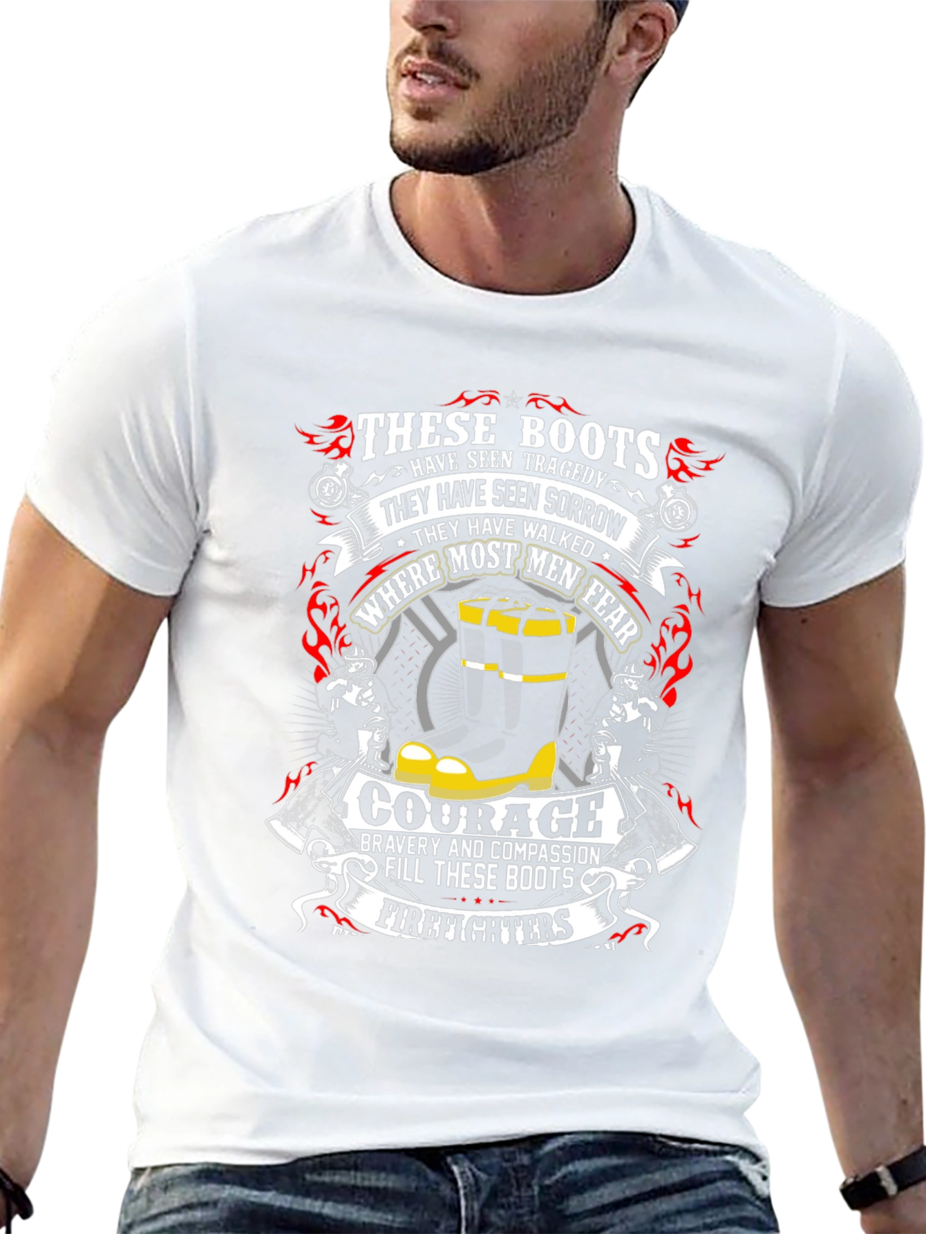 Firefighter Boots Graphic T-Shirt - Courage & Bravery