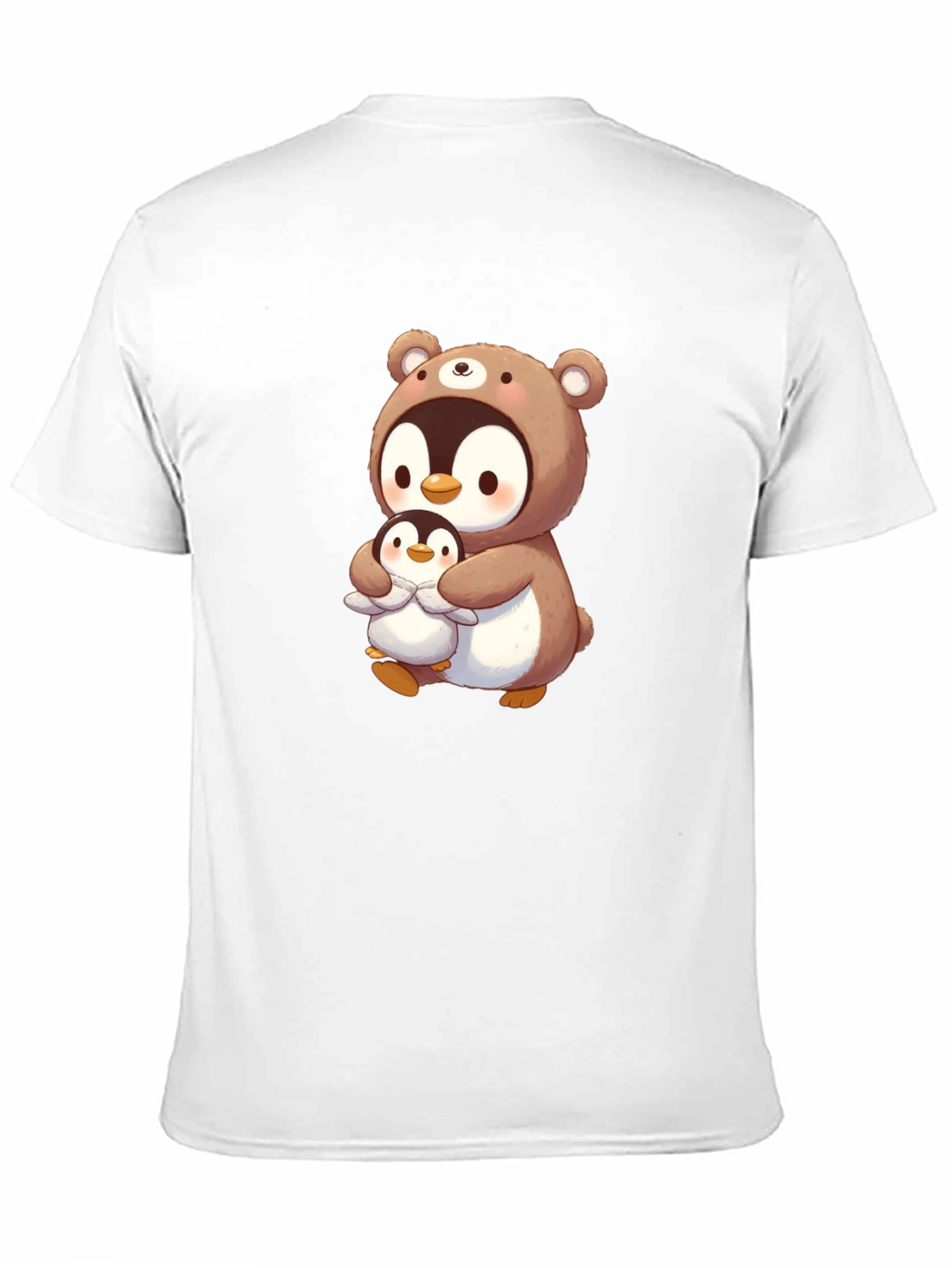 Cute Penguin Bear Hug T-Shirt - Black