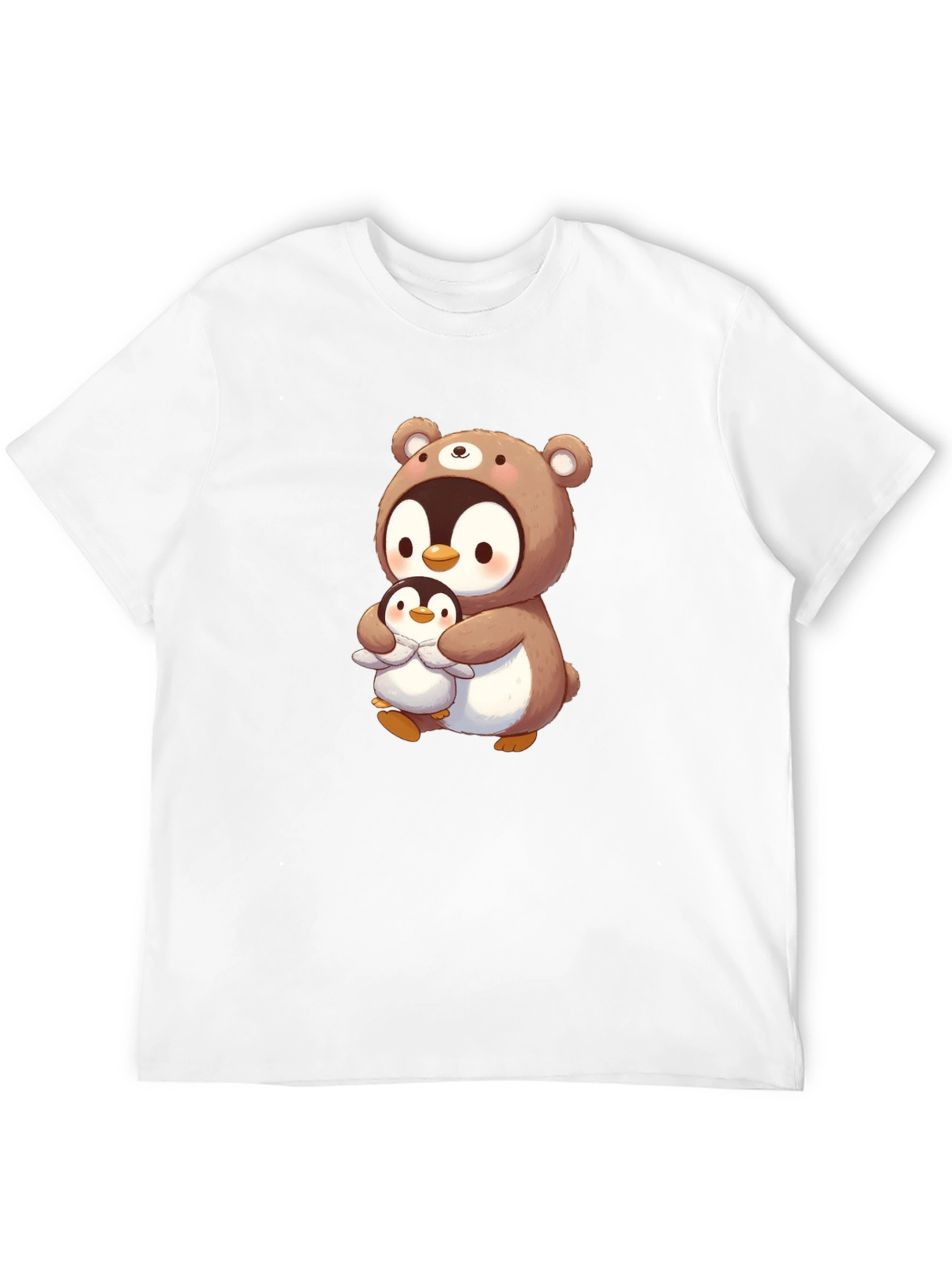 Cute Penguin Bear Hug T-Shirt - Black