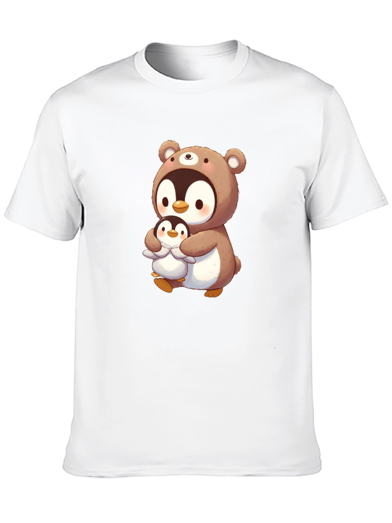 Cute Penguin Bear Hug T-Shirt - Black