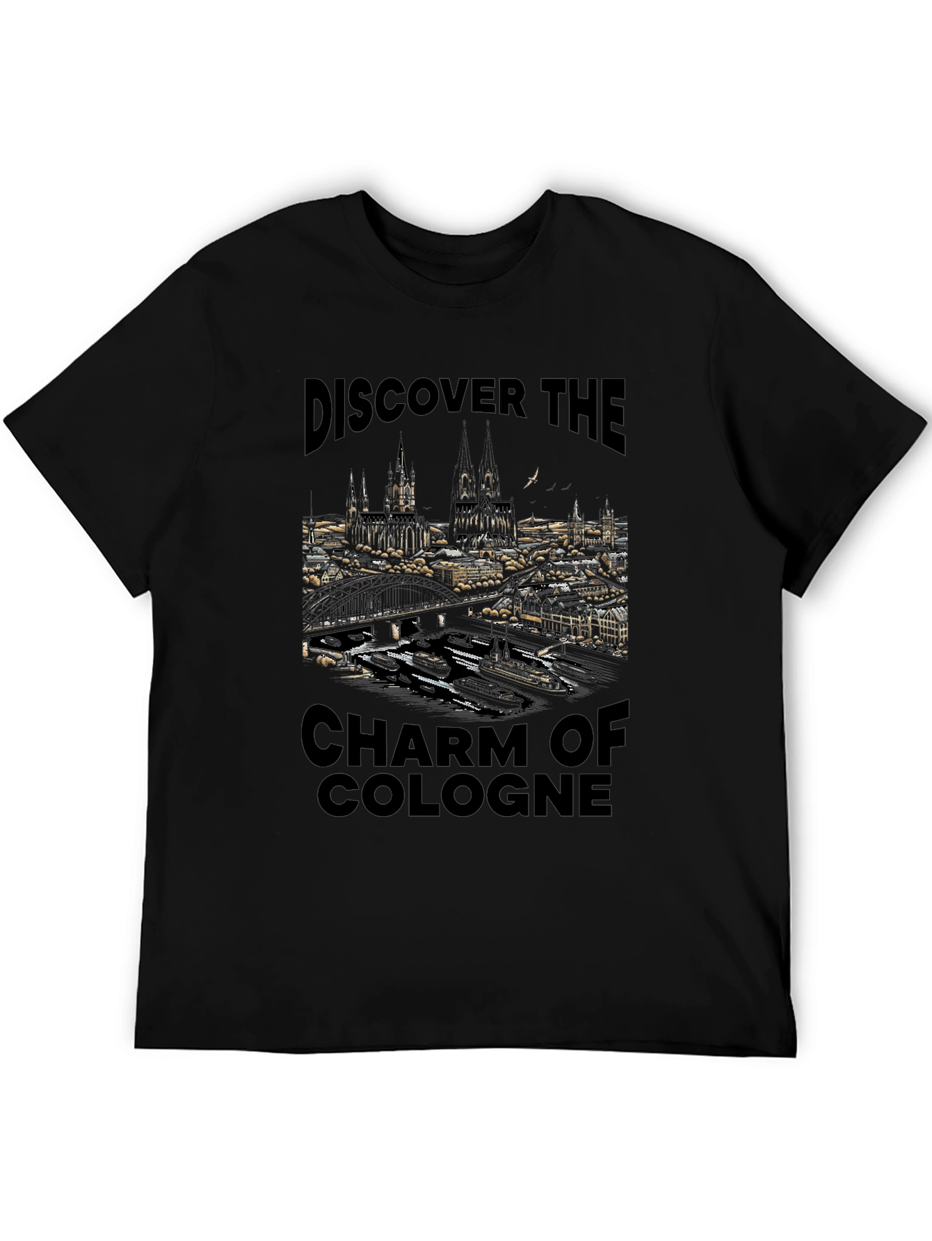 Discover the Charm of Cologne Black Graphic Tee
