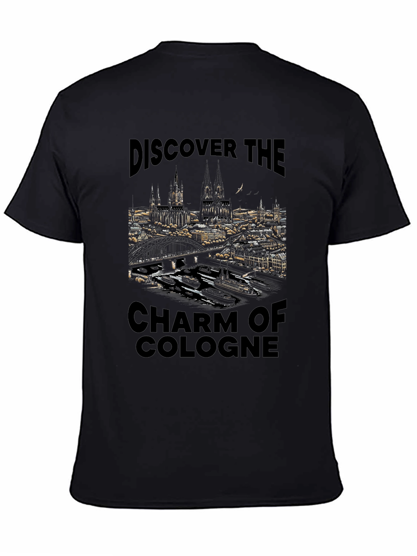 Discover the Charm of Cologne Black Graphic Tee