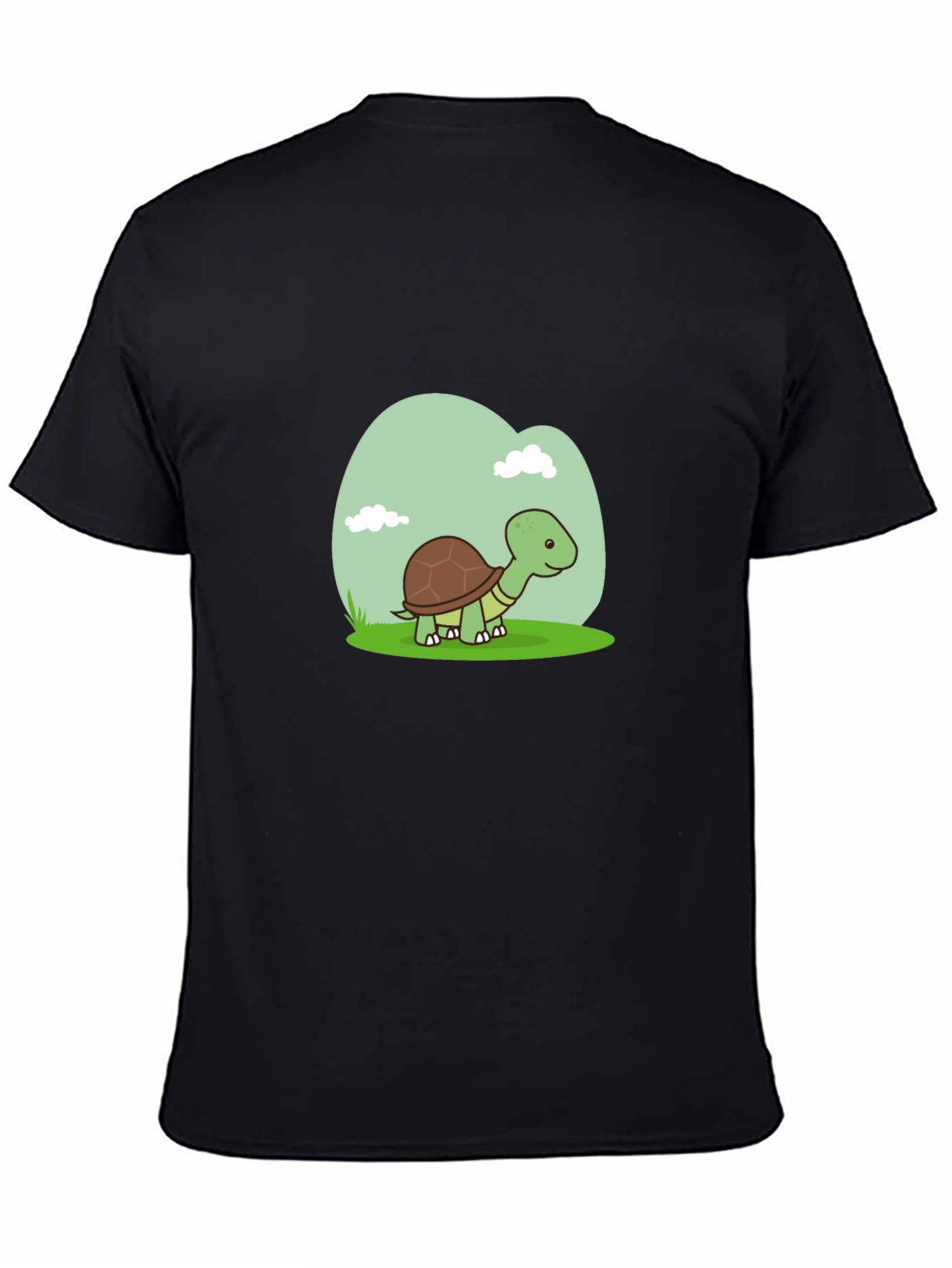 Cute Turtle Graphic Tee - Black Cotton T-Shirt