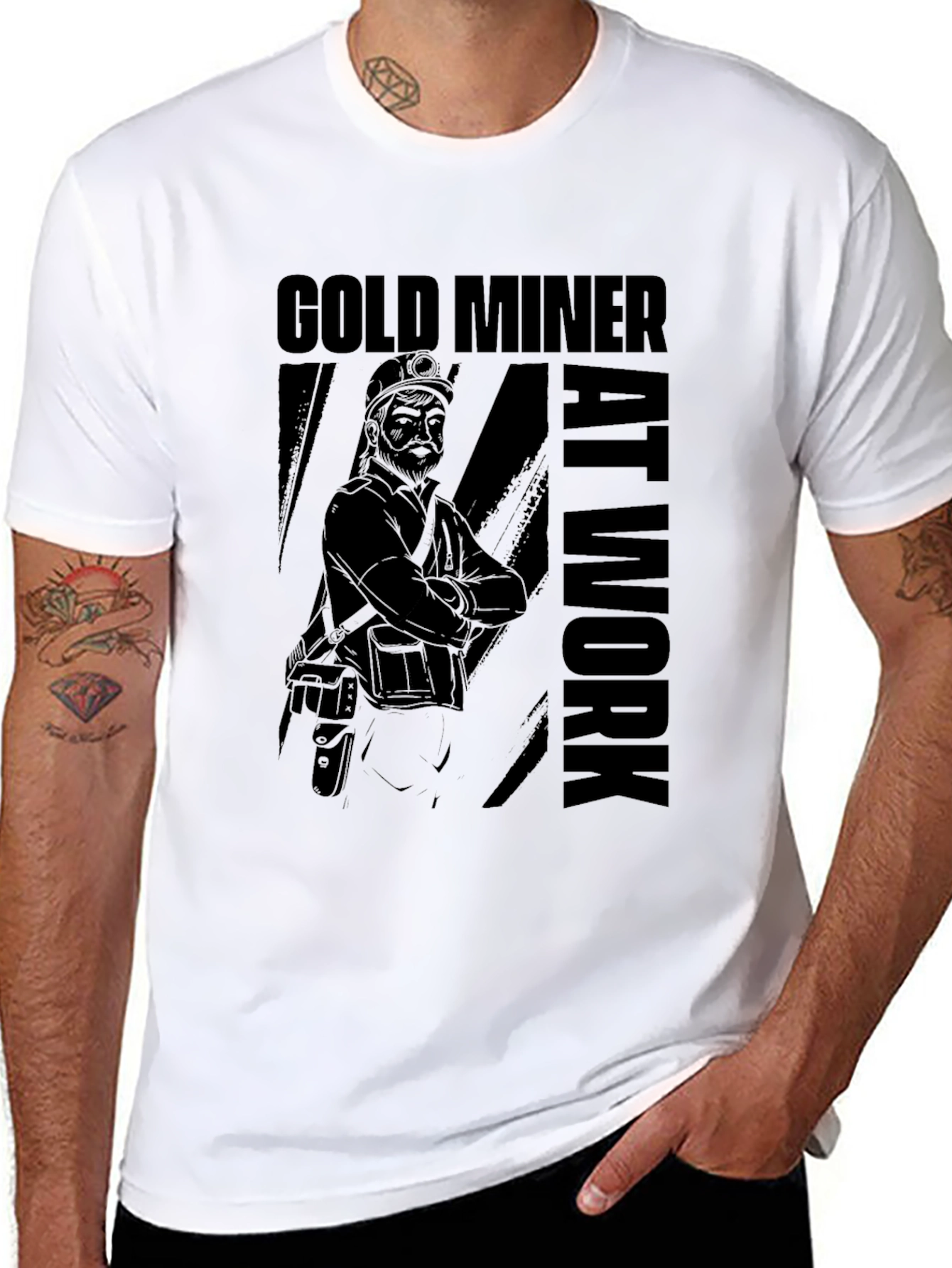 Gold Miner at Work Black T-Shirt