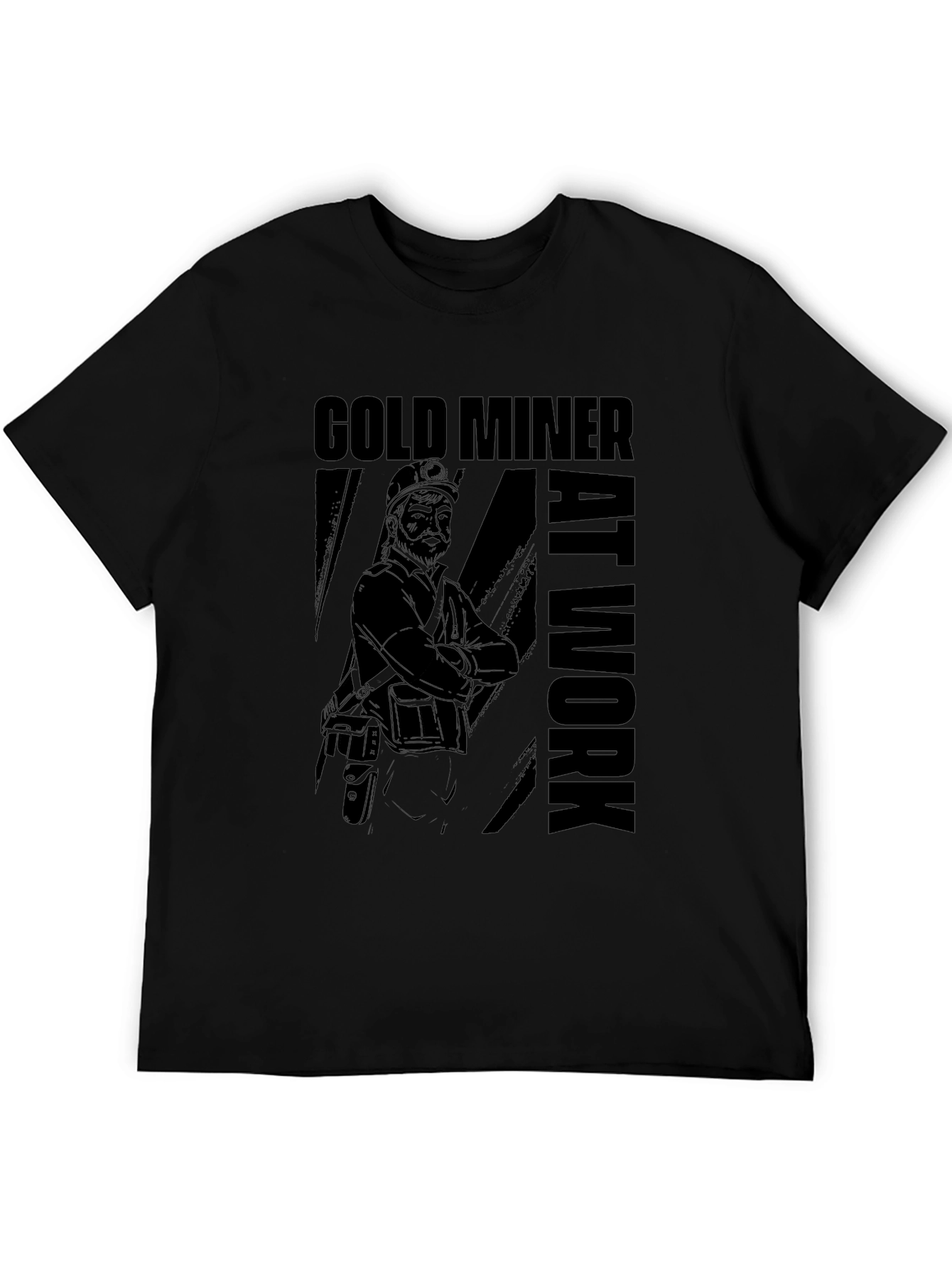 Gold Miner at Work Black T-Shirt