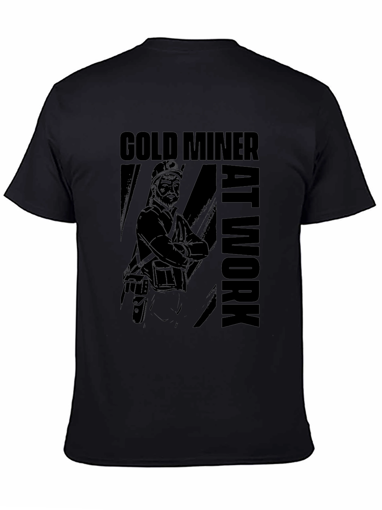 Gold Miner at Work Black T-Shirt