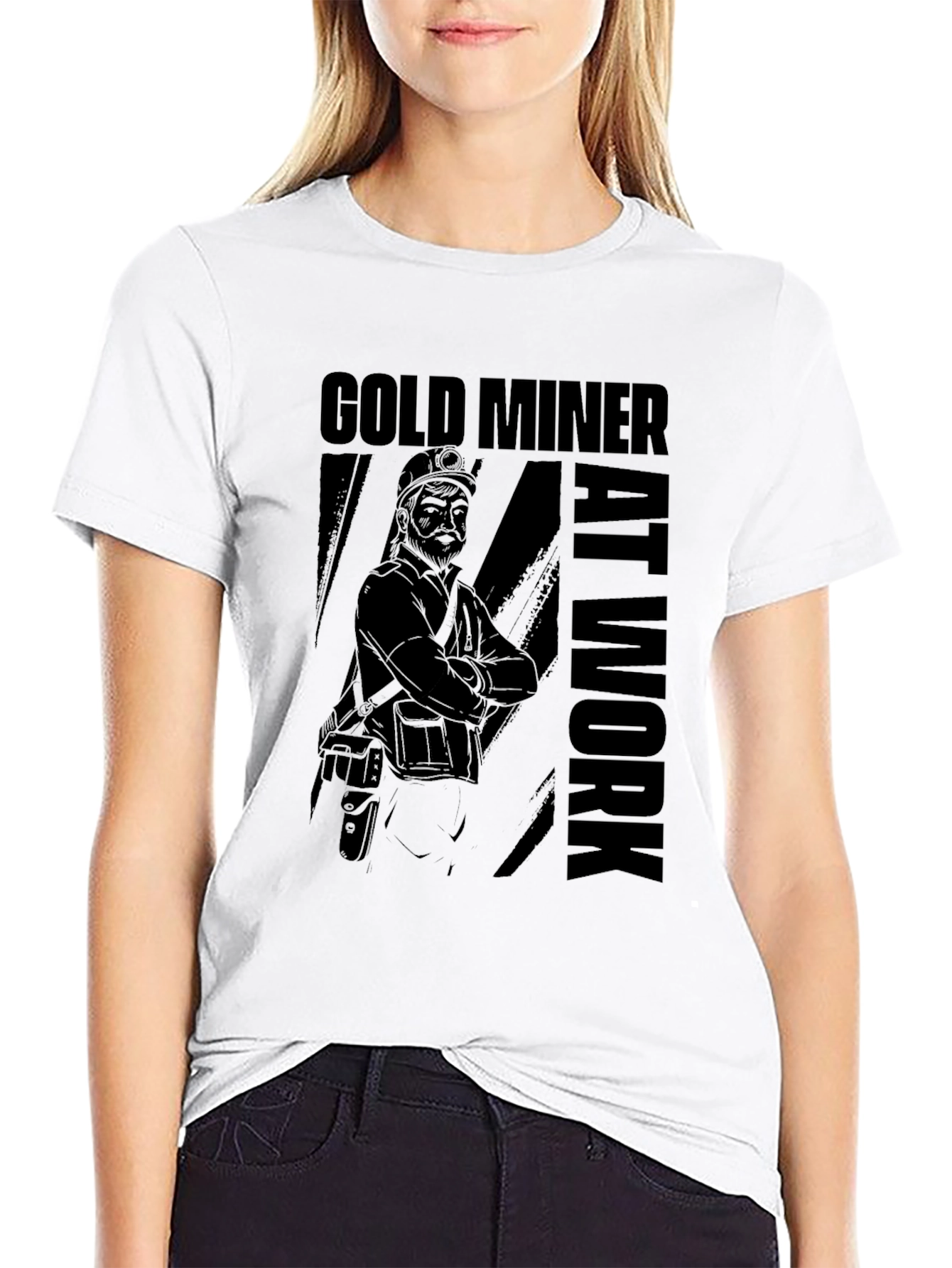 Gold Miner at Work Black T-Shirt