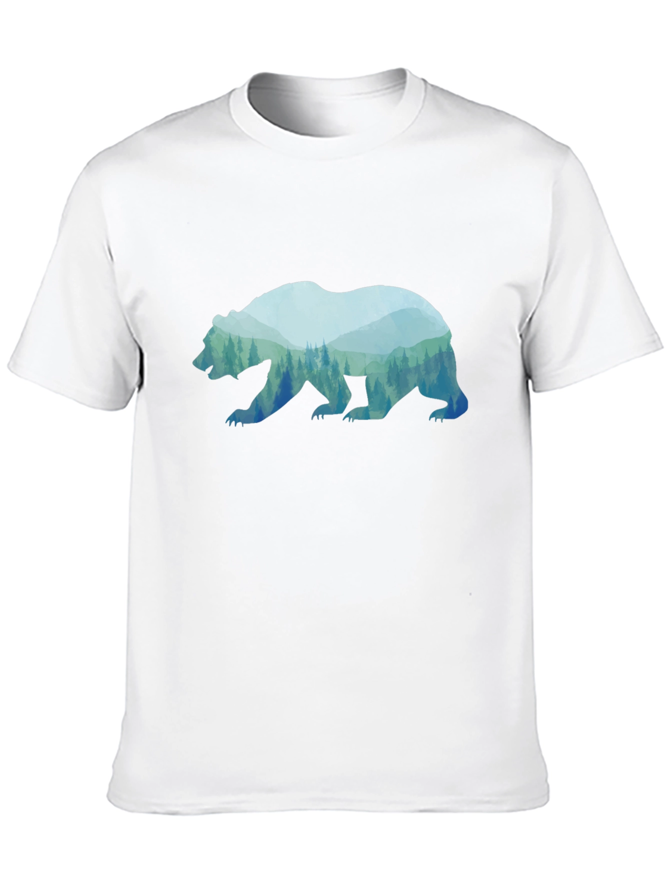 Bear Silhouette Forest Graphic Tee - Black
