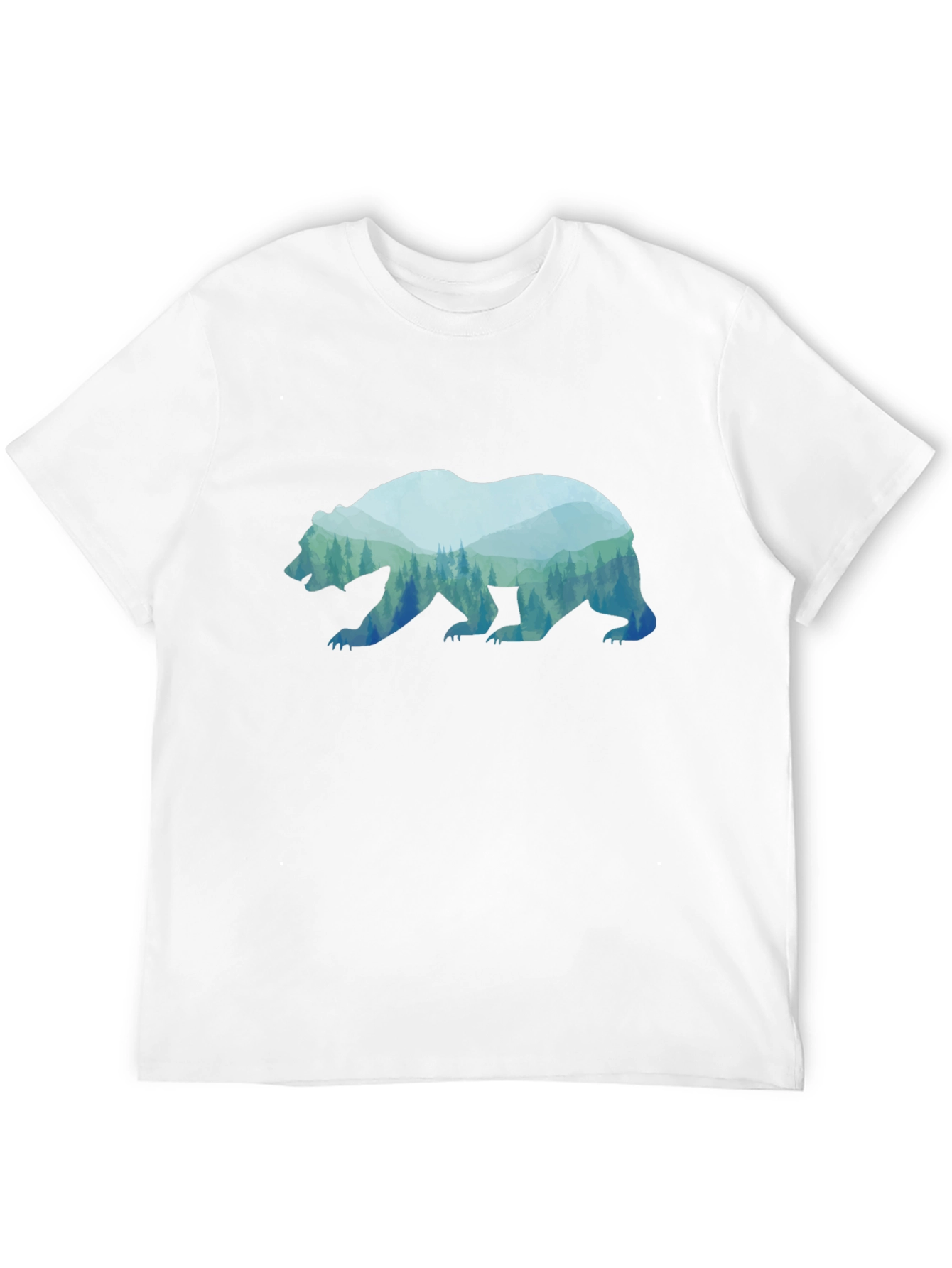 Bear Silhouette Forest Graphic Tee - Black