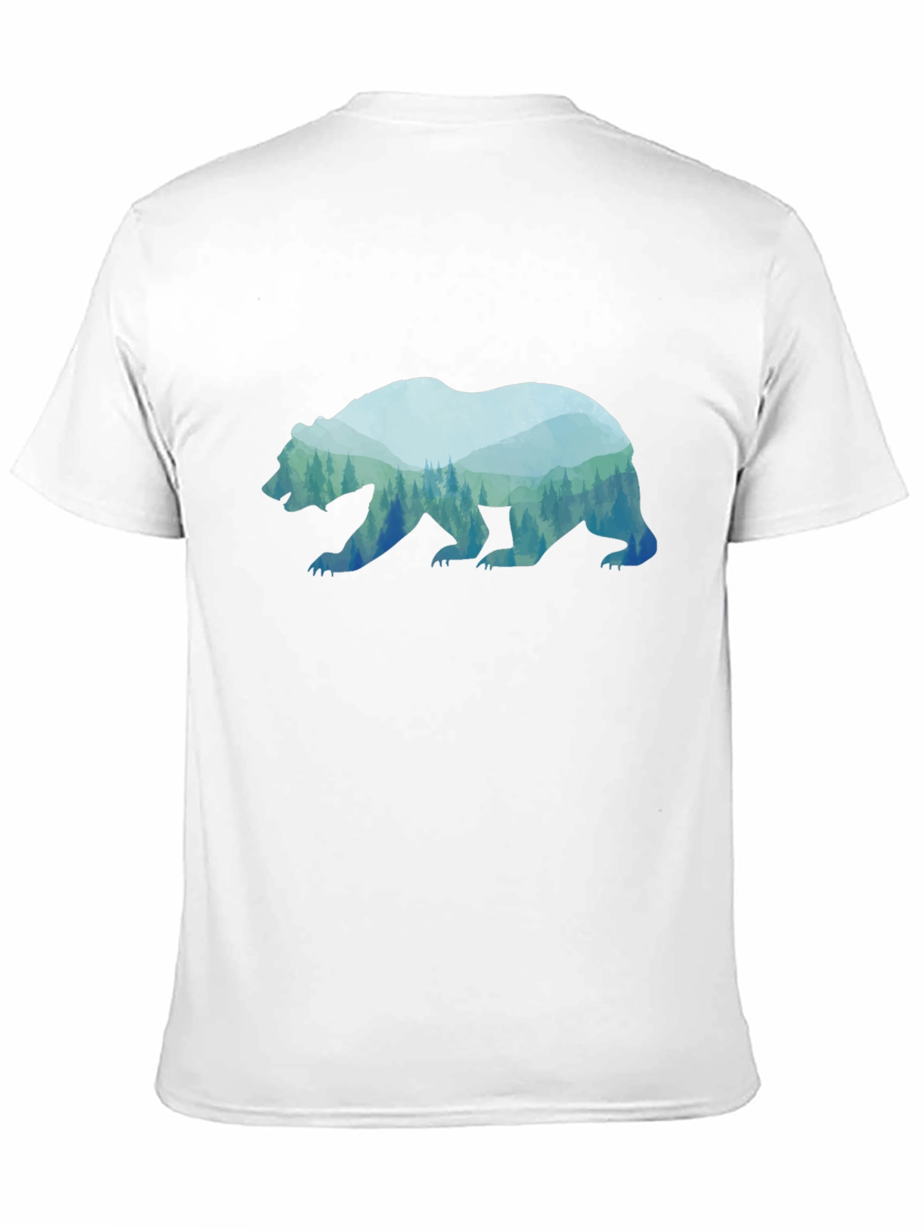 Bear Silhouette Forest Graphic Tee - Black