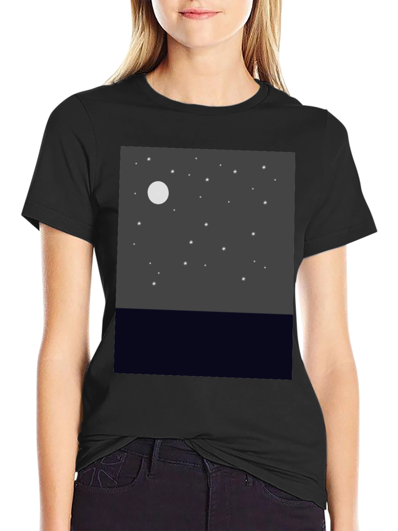 Night Sky Graphic Tee - Black Cotton Comfort
