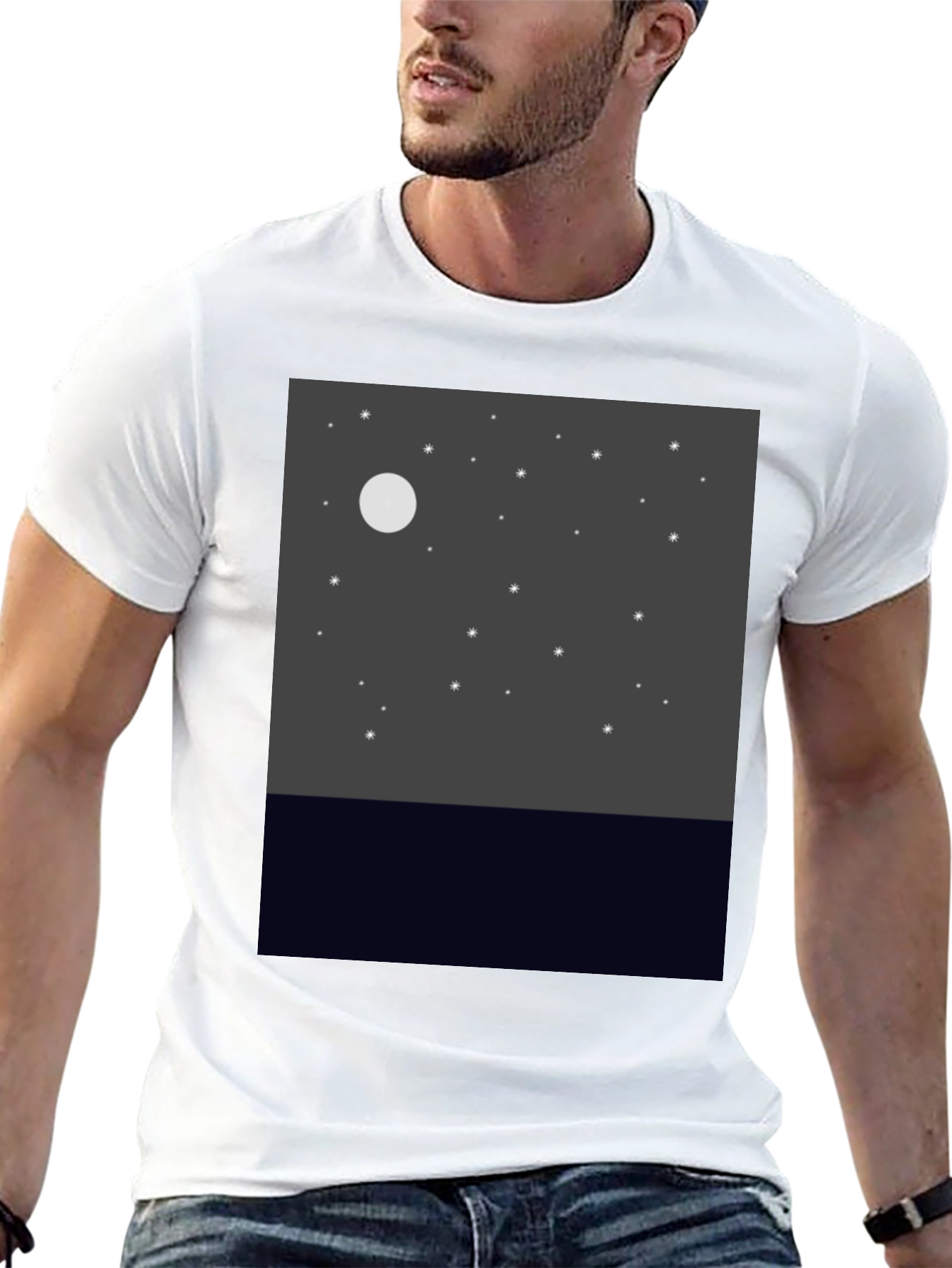 Night Sky Graphic Tee - Black Cotton Comfort