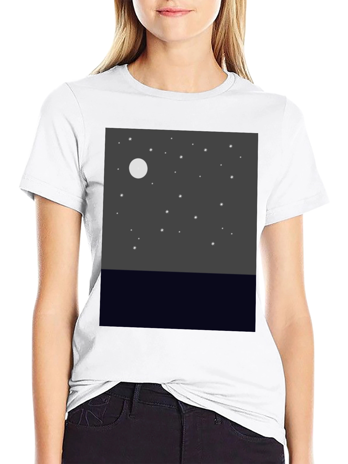 Night Sky Graphic Tee - Black Cotton Comfort